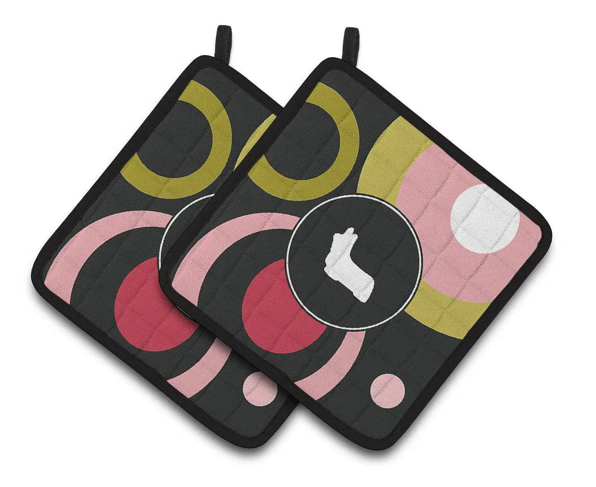Pot Holder Set of 2 | Heat Resistant Quilted Hot Pads | 7.5 x 7.5 Inch | Skye Terrier (Style 3)