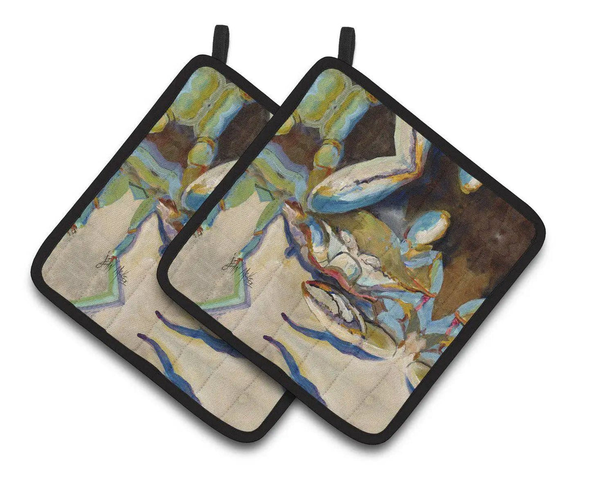 Pot Holder Set of 2 | Heat Resistant Quilted Hot Pads | 7.5 x 7.5 Inch | Three Big Claw Crab