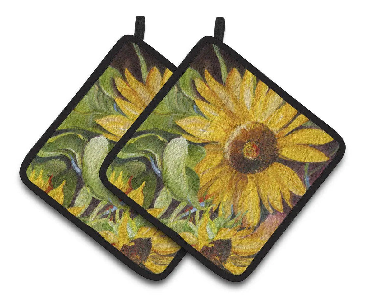 Pot Holder Set of 2 | Heat Resistant Quilted Hot Pads | 7.5 x 7.5 Inch | Sunflowers (Style 2)