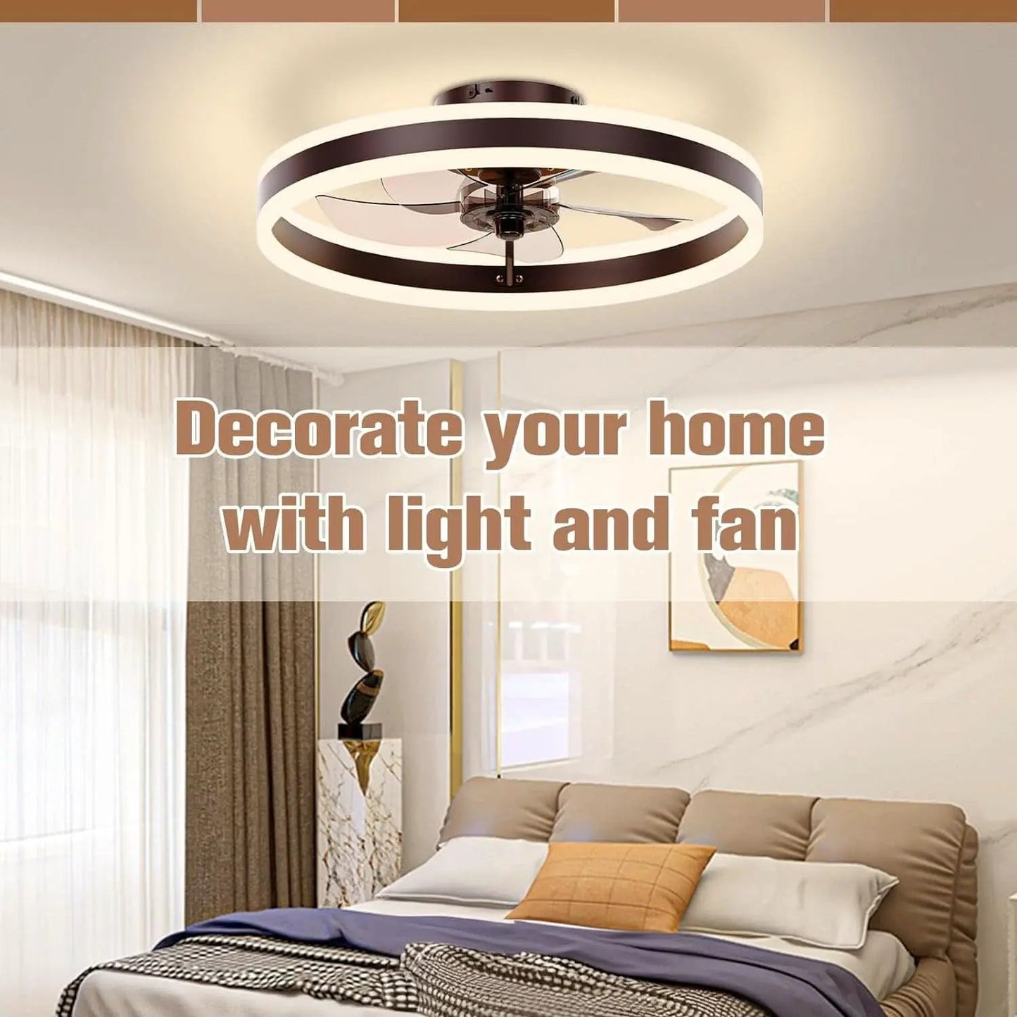 19.7 Inch Low Profile Ceiling Fan With Light Remote from PriceLows™