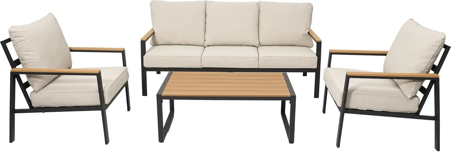 Stylish Four Piece Outdoor Patio Furniture Conversation Set from PriceLows™