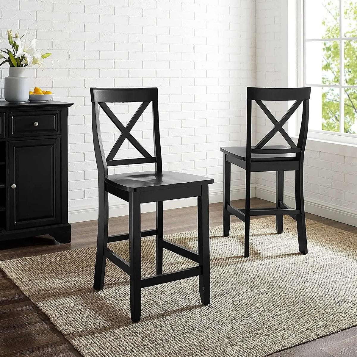 24 Inch X Back Bar Stool Set With Contoured Seat Ergonomic from PriceLows™