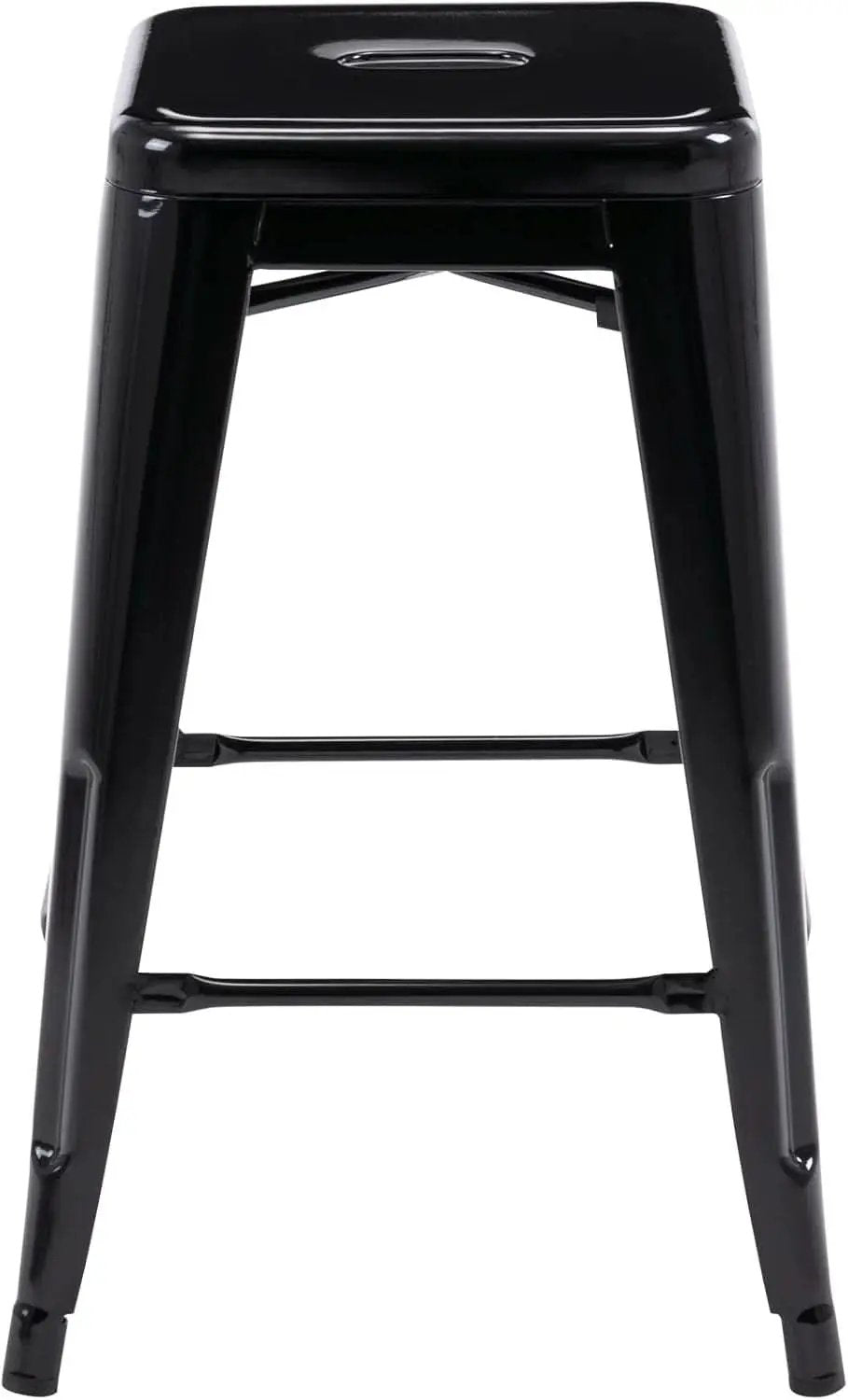 24 Inch Black Metal Bar Stools Set of 2 Backless Indoor Outdoor Square Seat Counter Height from PriceLows™