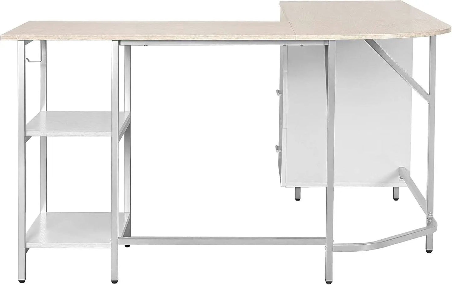L Shaped Desk Two Toned With Drawers And Open Shelf Home Office from PriceLows™