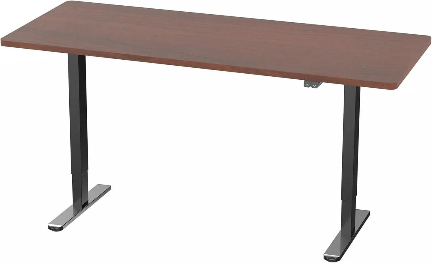 60 Inch Electric Height Adjustable Desk Dark Walnut Top Black Frame from PriceLows™