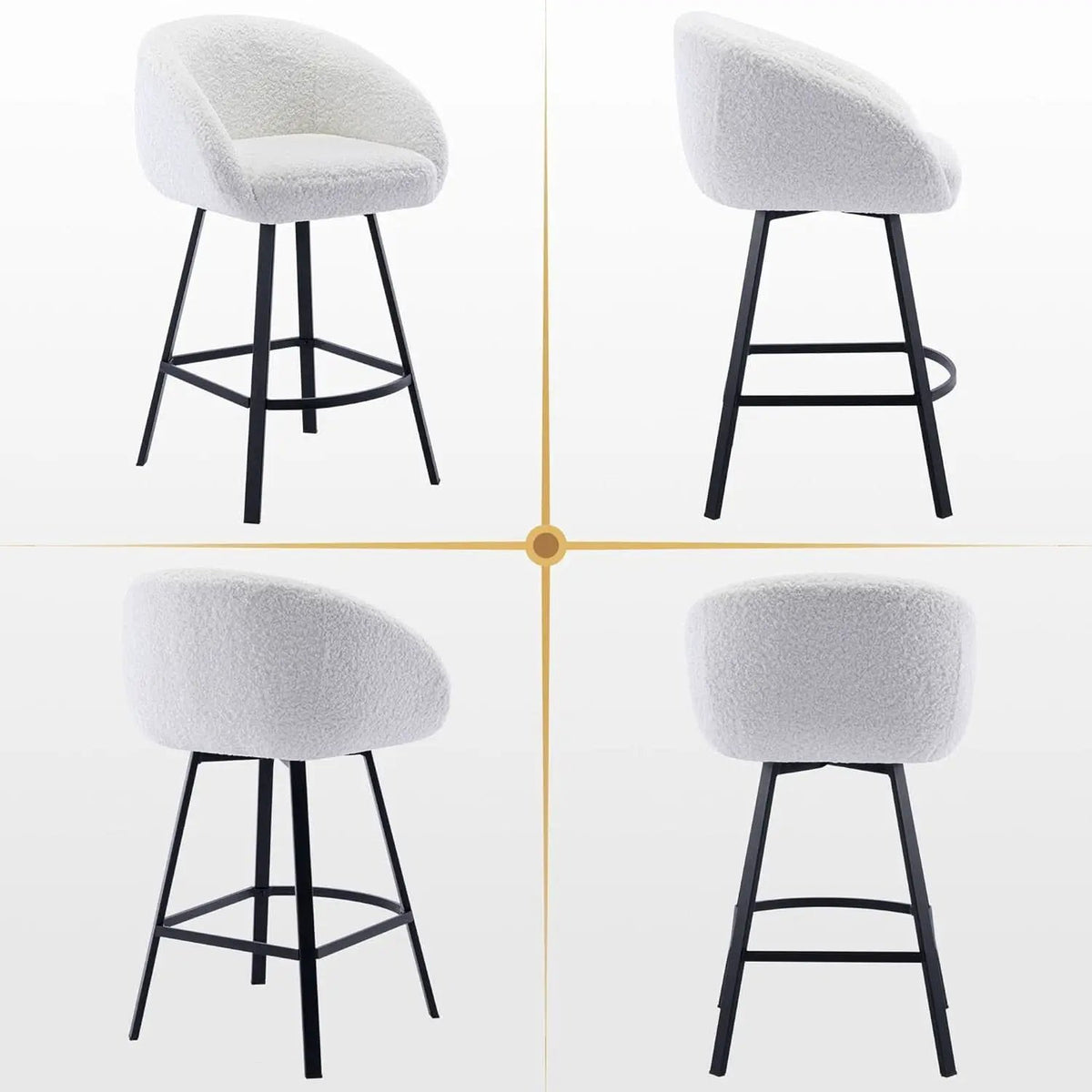 26 Inch Swivel Counter Stool White Sherpa Upholstered Bar Stool For Kitchen Counter from PriceLows™