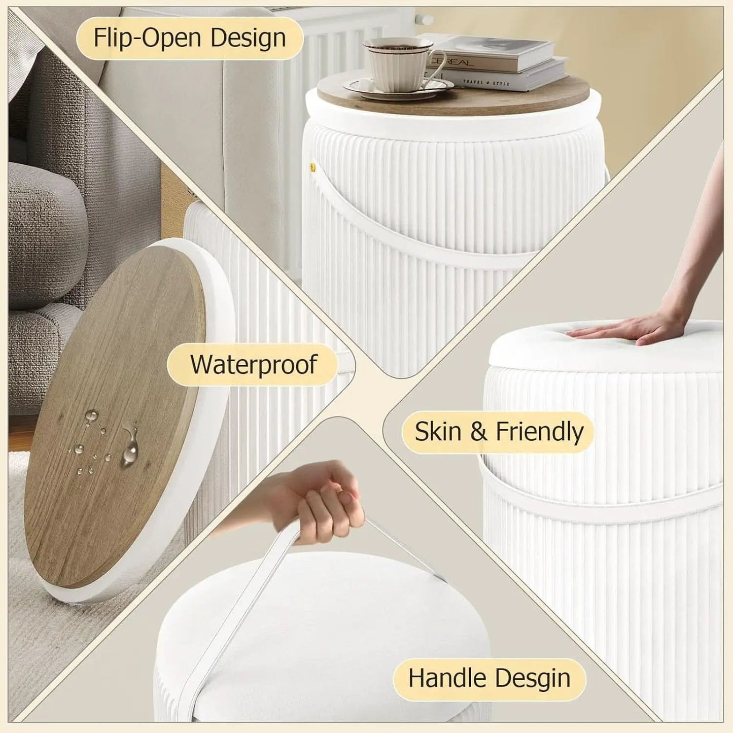 Velvet Upholstered Storage Ottoman With Removable Liner from PriceLows™