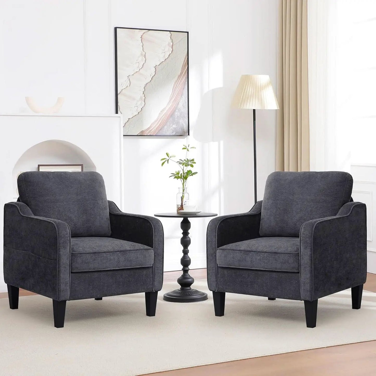Dark Grey Mid Century Modern Accent Chair For Living Room from PriceLows™