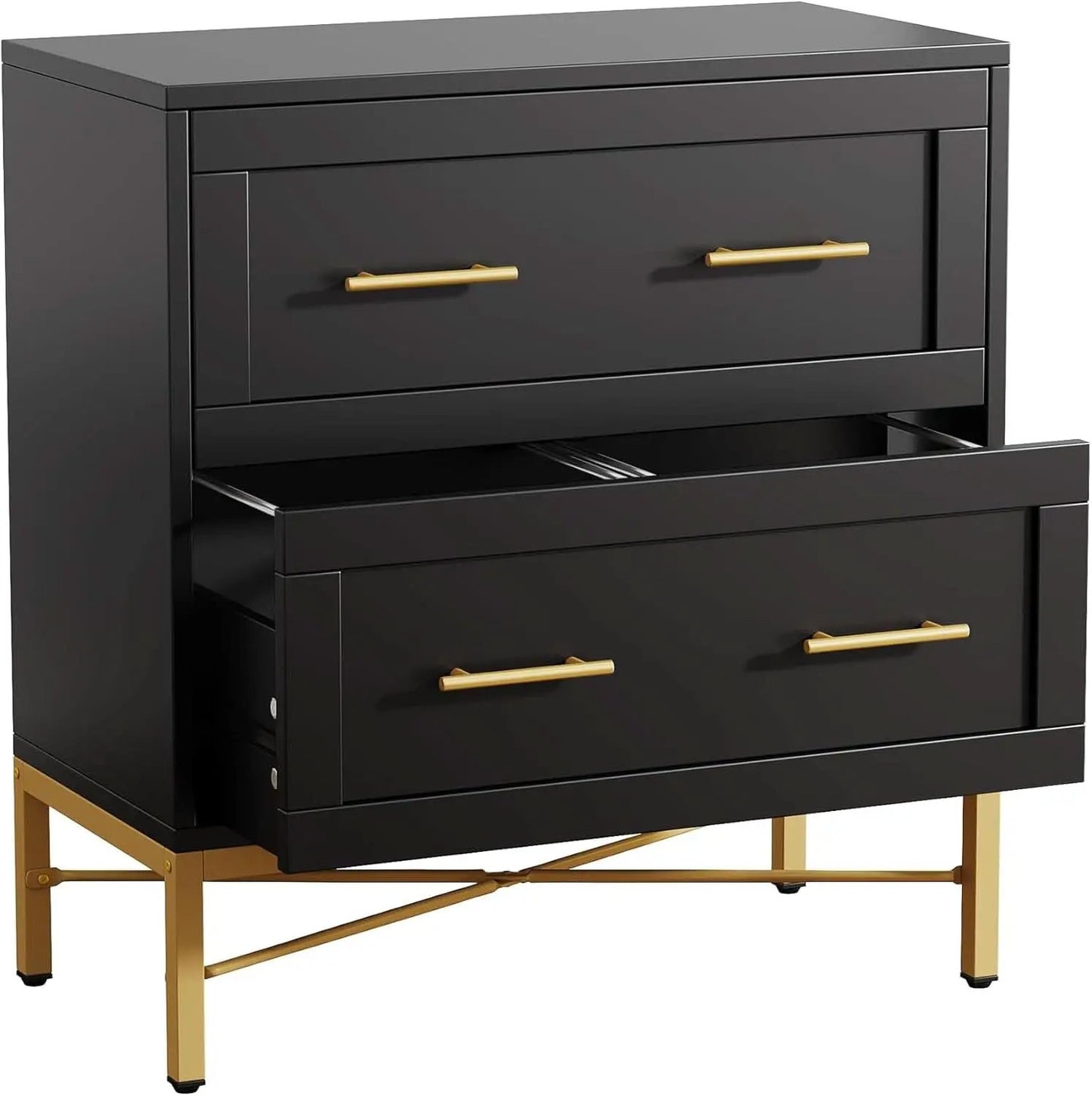 Black Gold 2 Drawer Lateral File Cabinet For Home Office from PriceLows™