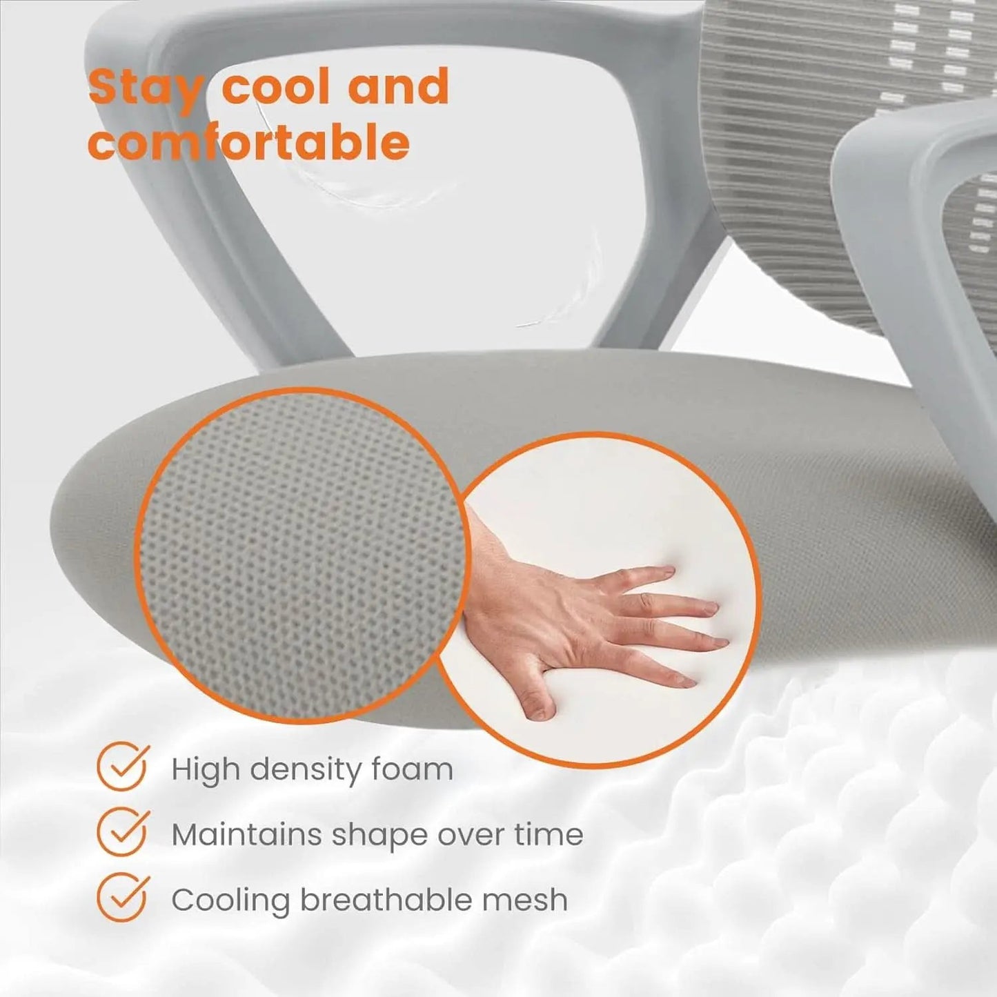 Ergonomic Mesh Office Chair With Lumbar Support And Rolling Wheels Grey from PriceLows™
