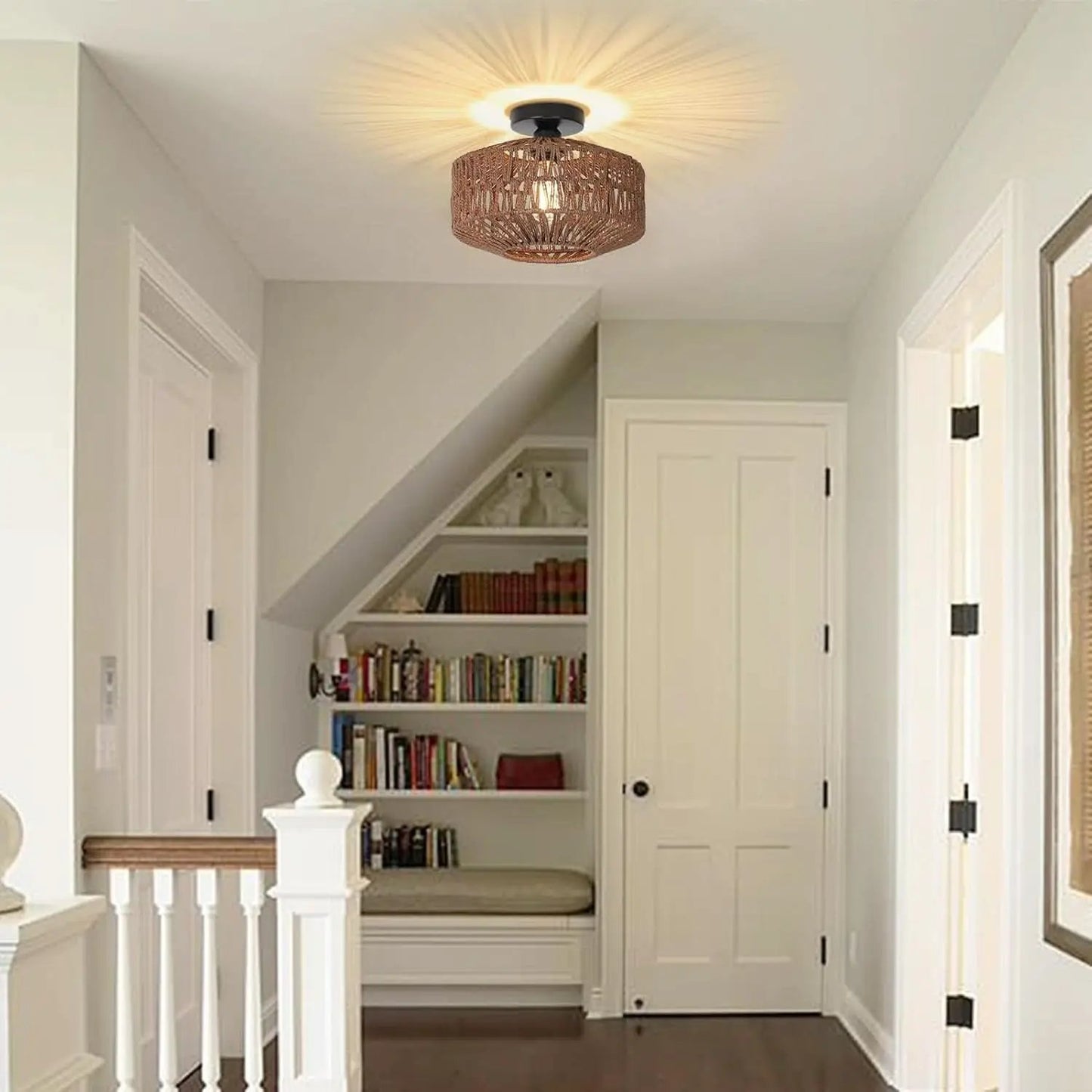 Dark Brown Hand Woven Rattan Ceiling Light With Dimmable LED from PriceLows™