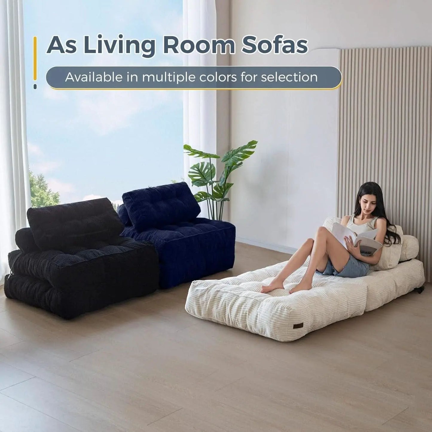 Navy Folding Sofa Bed Convertible Sleeper Chair With Back Support from PriceLows™