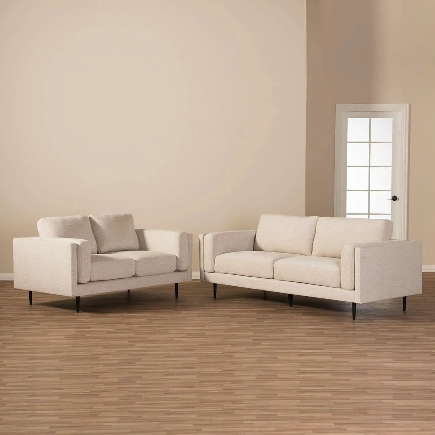 Noa Light Beige Fabric Upholstered 2Piece Living Room Set from PriceLows™