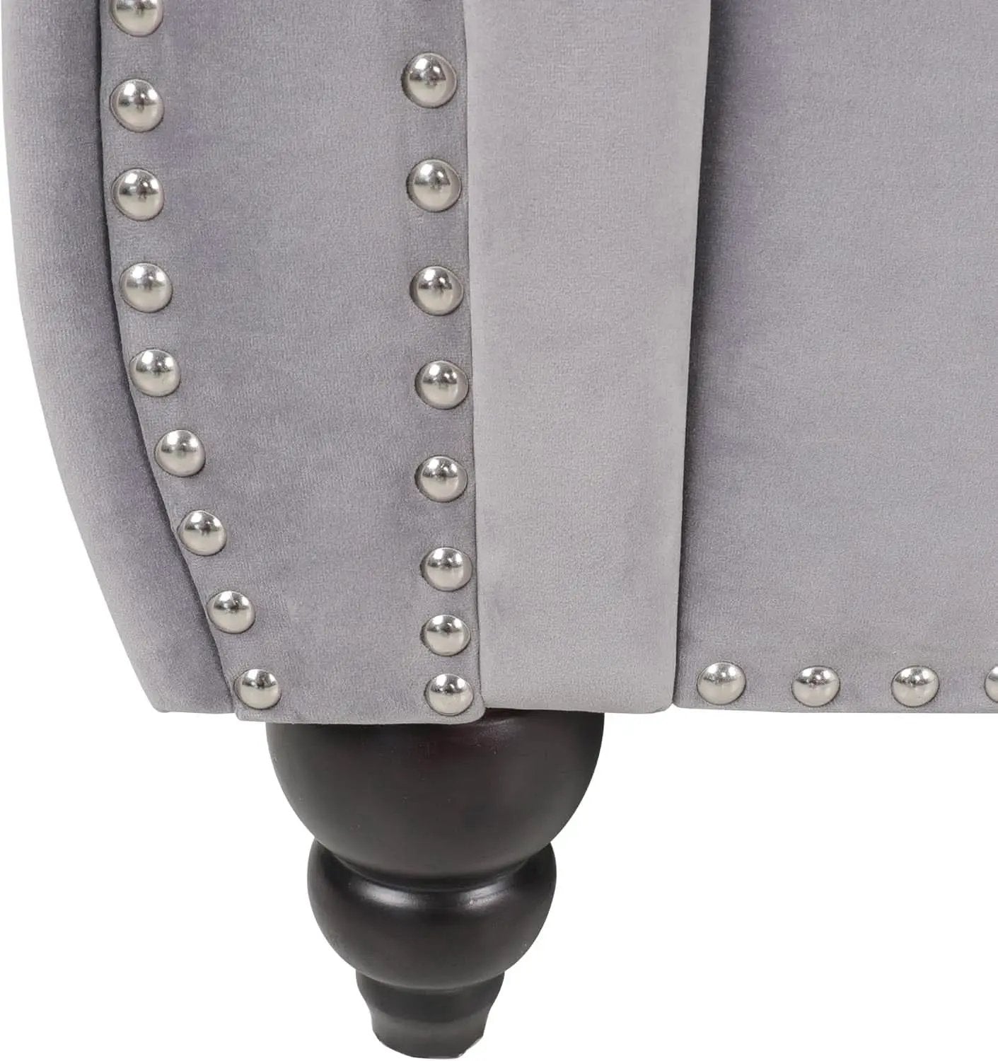 Three Piece Living Room Sofa Set Grey Velvet Chesterfield Sofa Club Chair Loveseat Nailhead Trim from PriceLows™