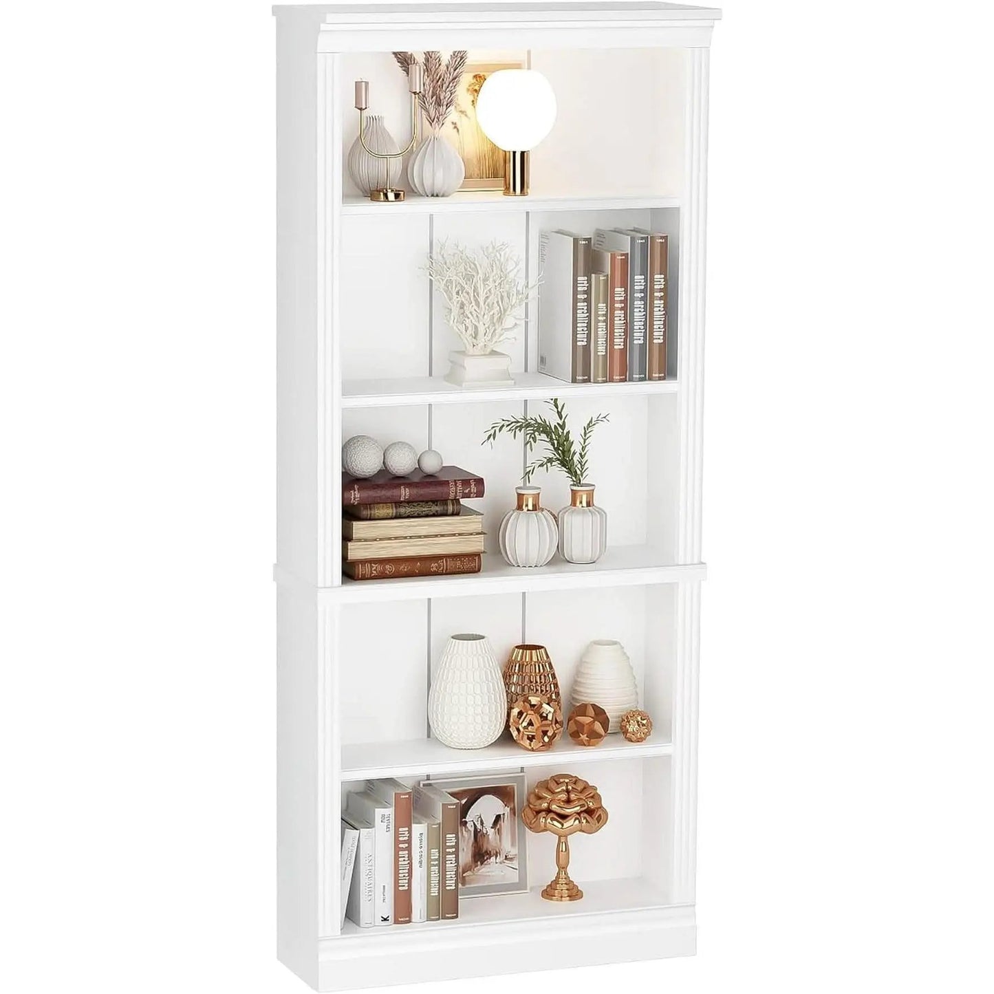 White 72 Inch Tall Bookcase For Living Room Storage from PriceLows™