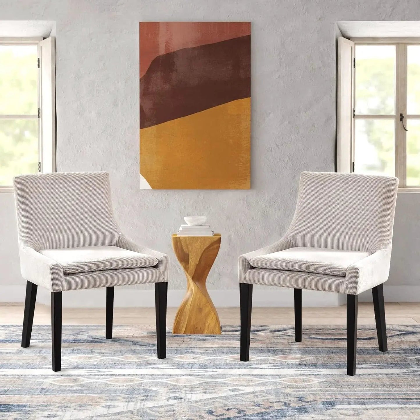 Beige Upholstered Corduroy Dining Chairs Bundle Four from PriceLows™