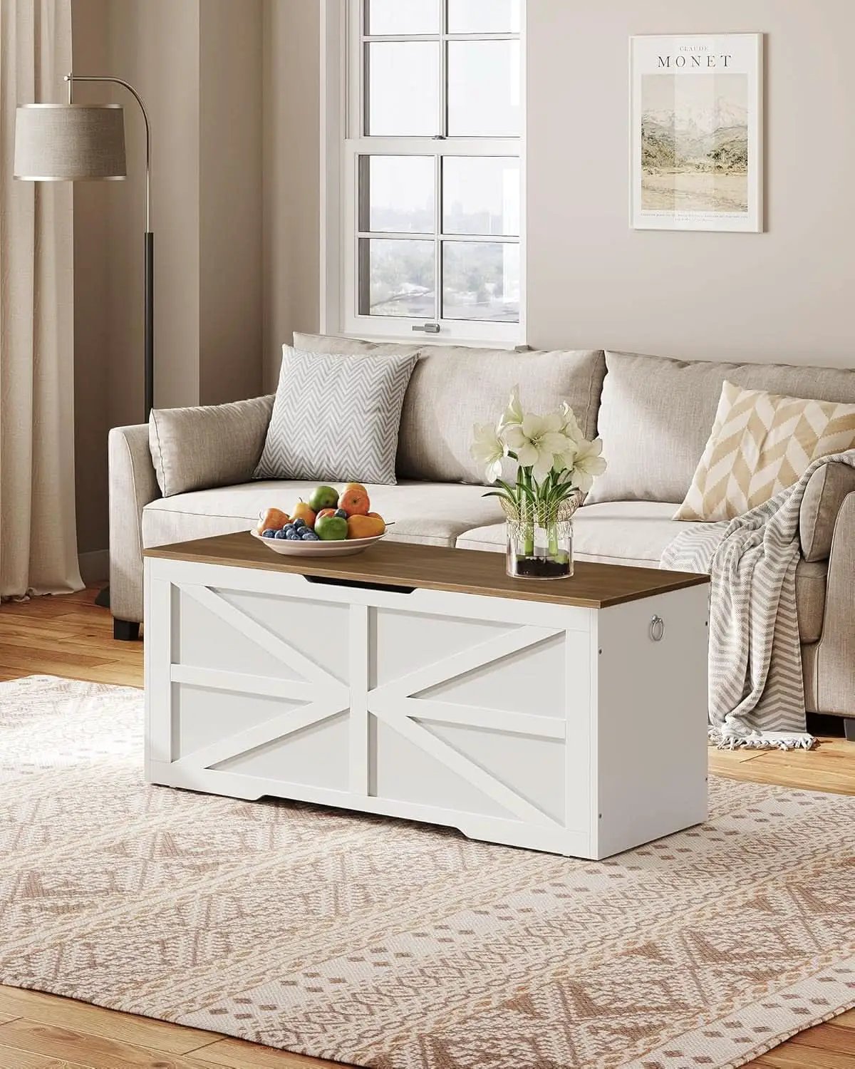 TwoTone Walnut White Storage Chest Durable 43.3Inch from PriceLows™