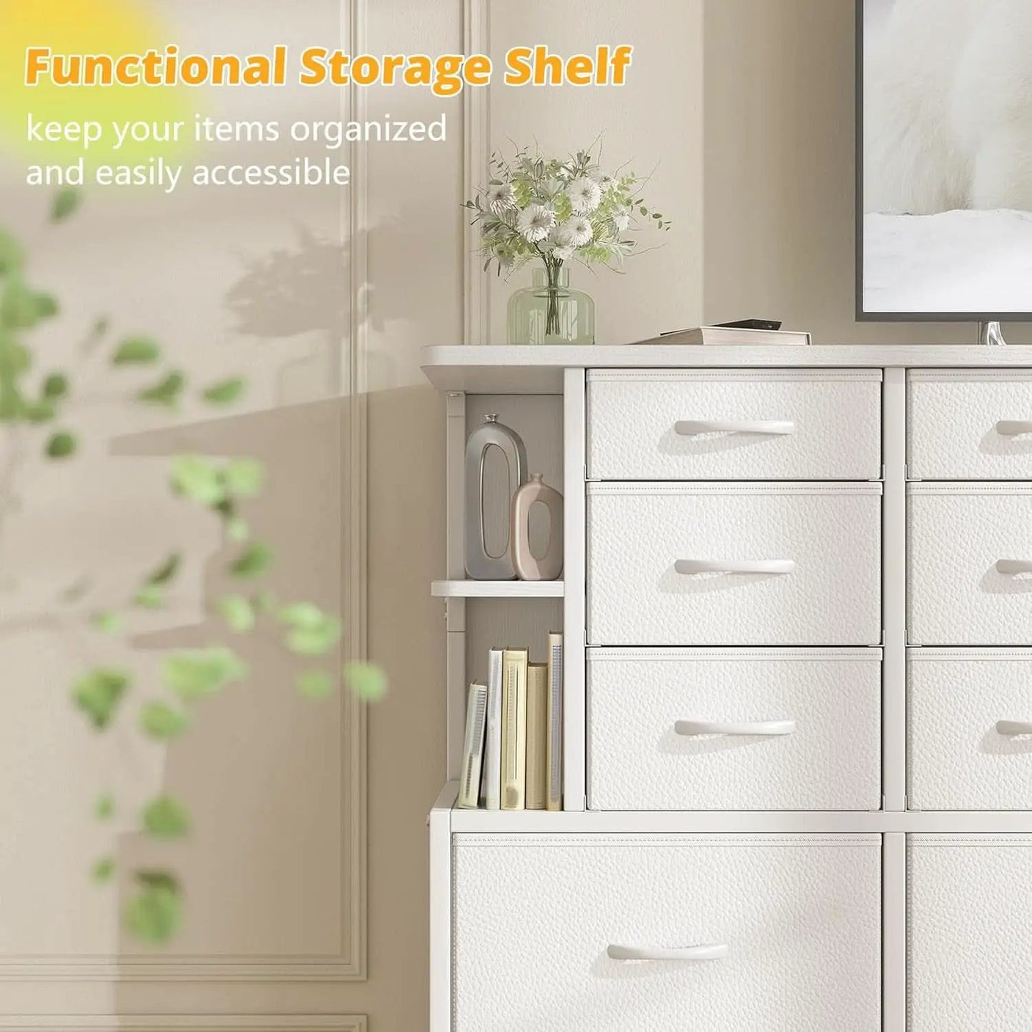 White Bedroom Dresser With LED Lights And 12 Deep Drawers from PriceLows™
