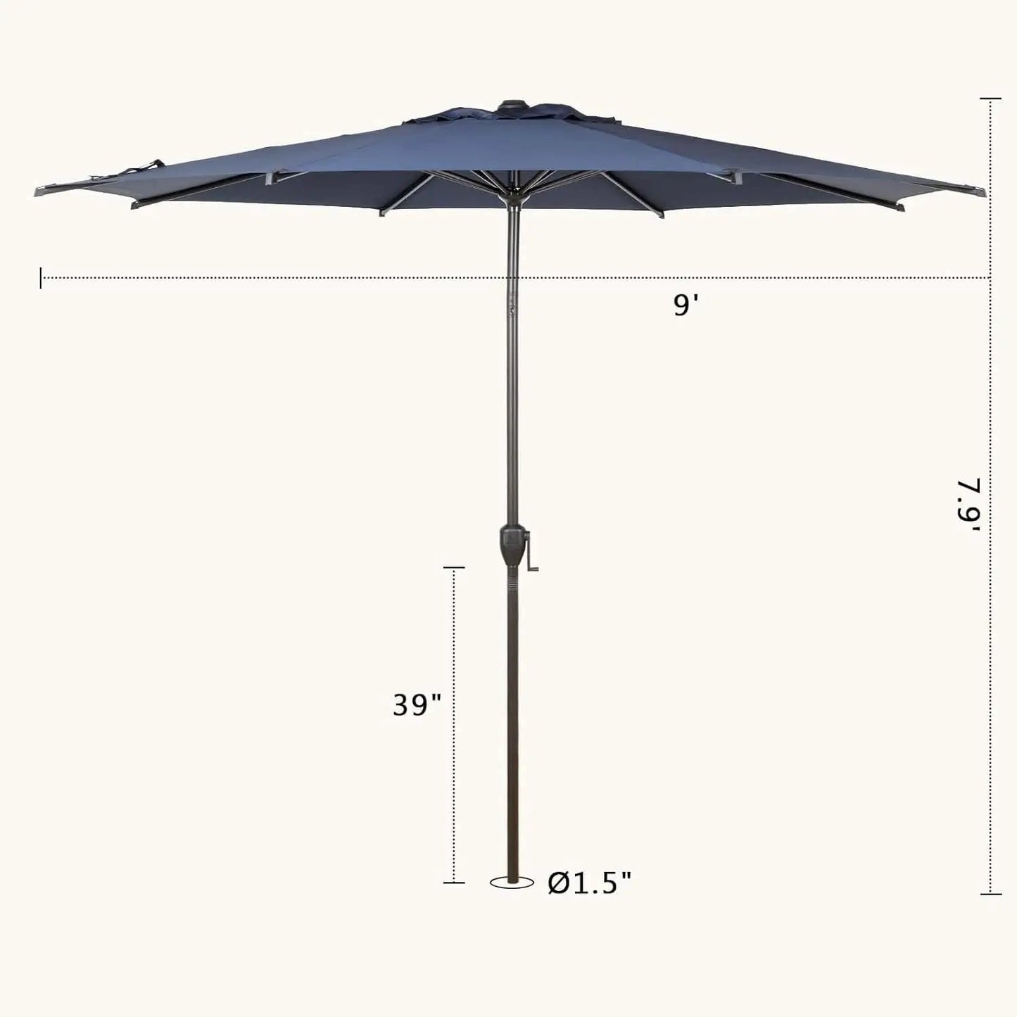9Ft Lyon Outdoor Patio Umbrella Dark Blue Garden Shade from PriceLows™