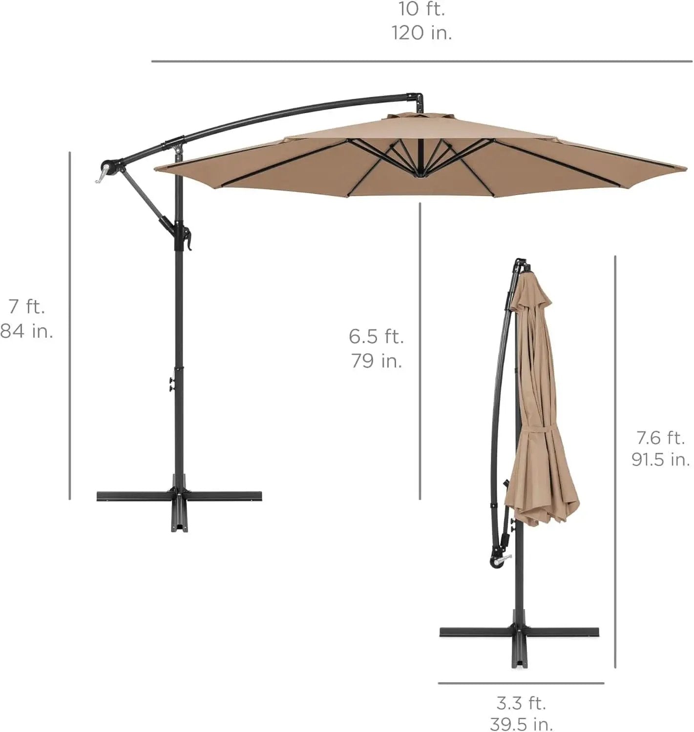 10 Ft Offset Patio Umbrella With Easy Tilt Adjustment And 8 Ribs Polyester Shade For Backyard Poolside from PriceLows™