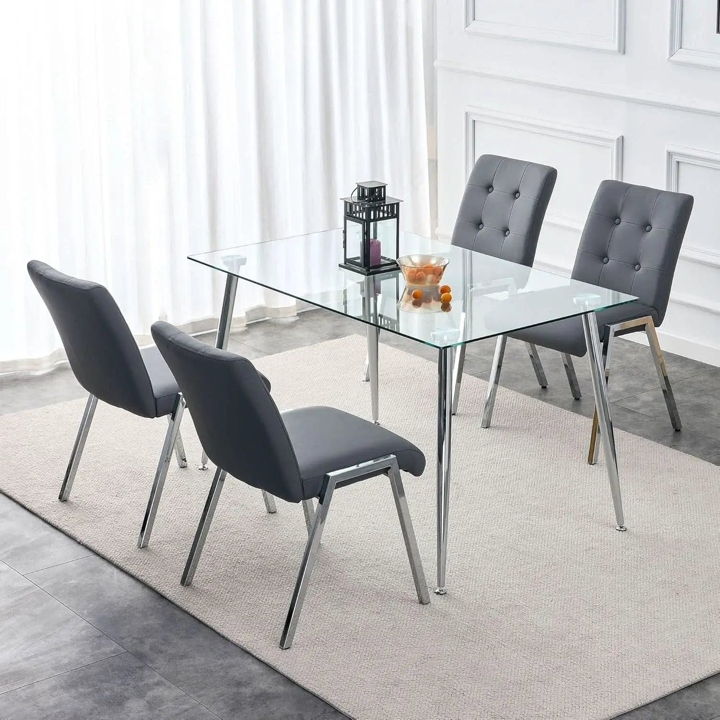Glass Dining Table For 4 51 Inch Clear Top For Home from PriceLows™