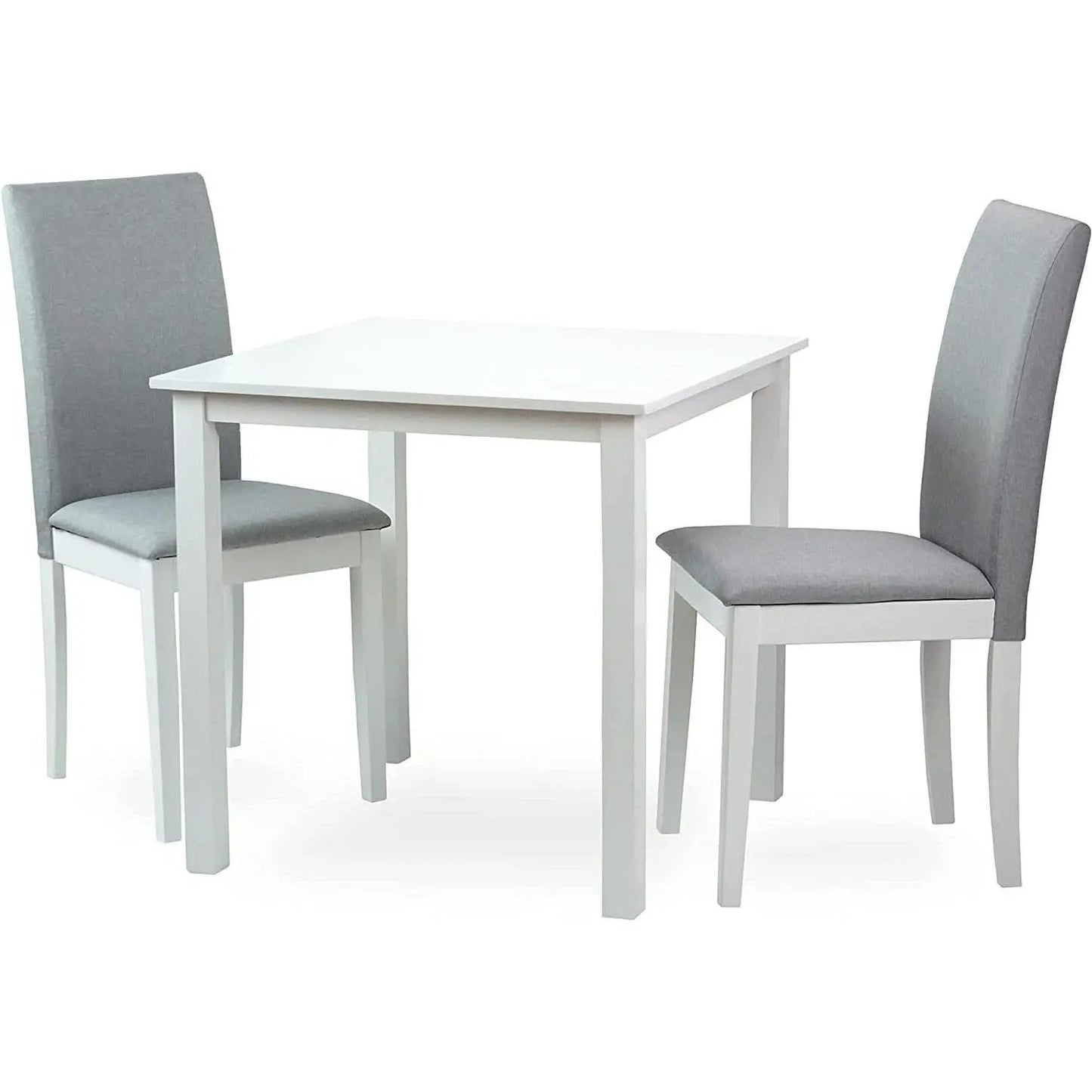 Square Wooden Dining Table White Finish With Wood Legs from PriceLows™