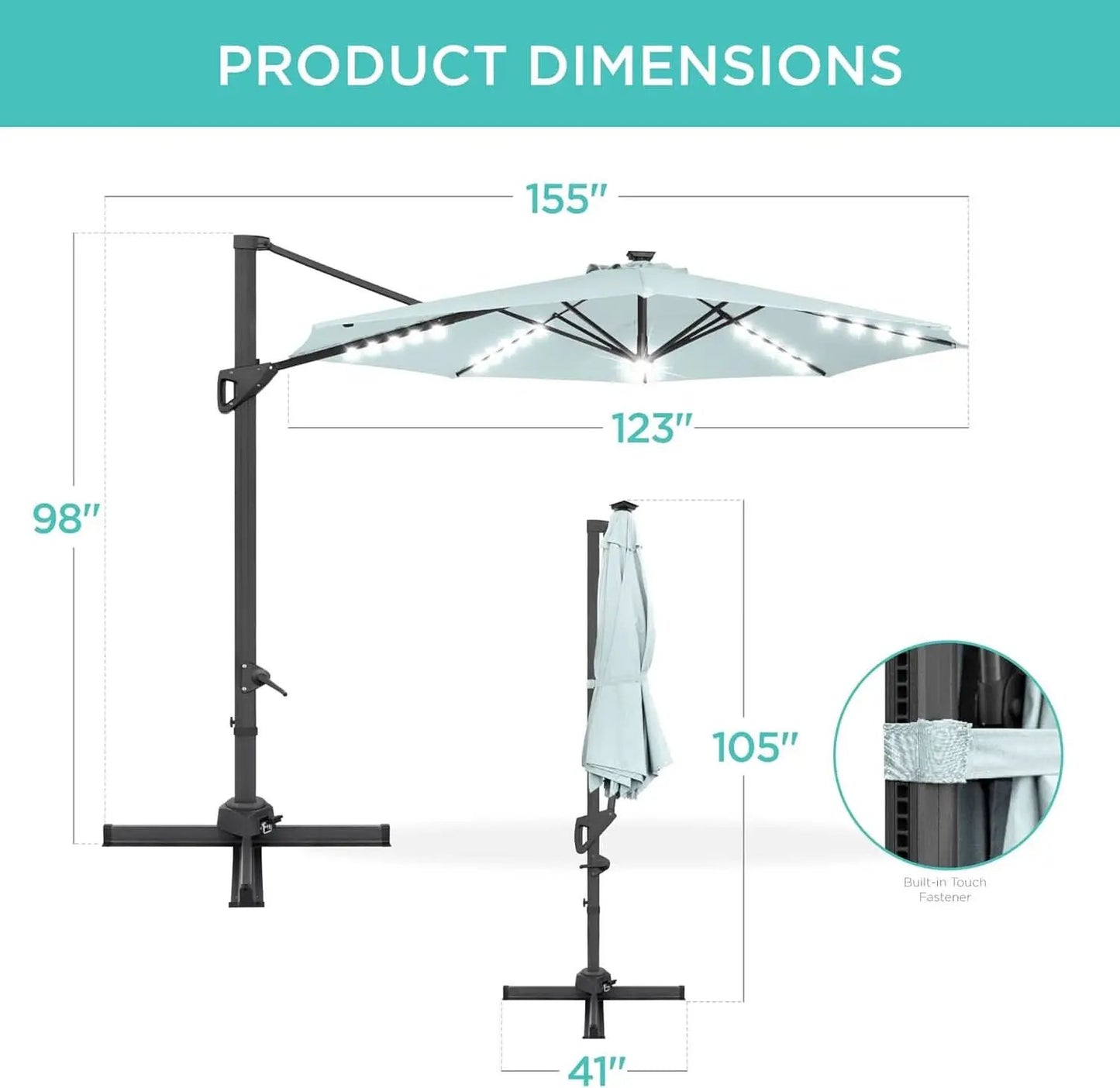 10 Foot Solar LED Cantilever Patio Umbrella With 360 Degree Rotation And Integrated Lights from PriceLows™