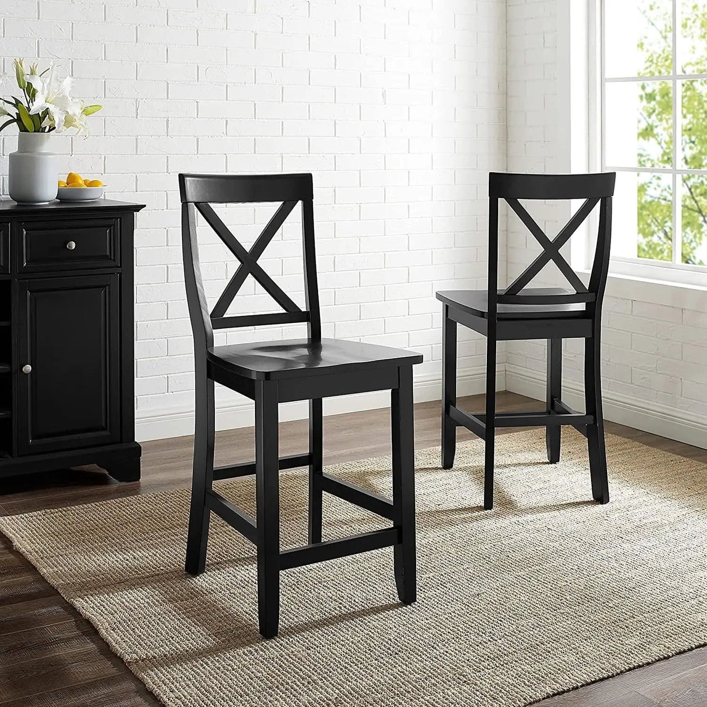 24 Inch X Back Bar Stool Set With Contoured Seat Ergonomic from PriceLows™