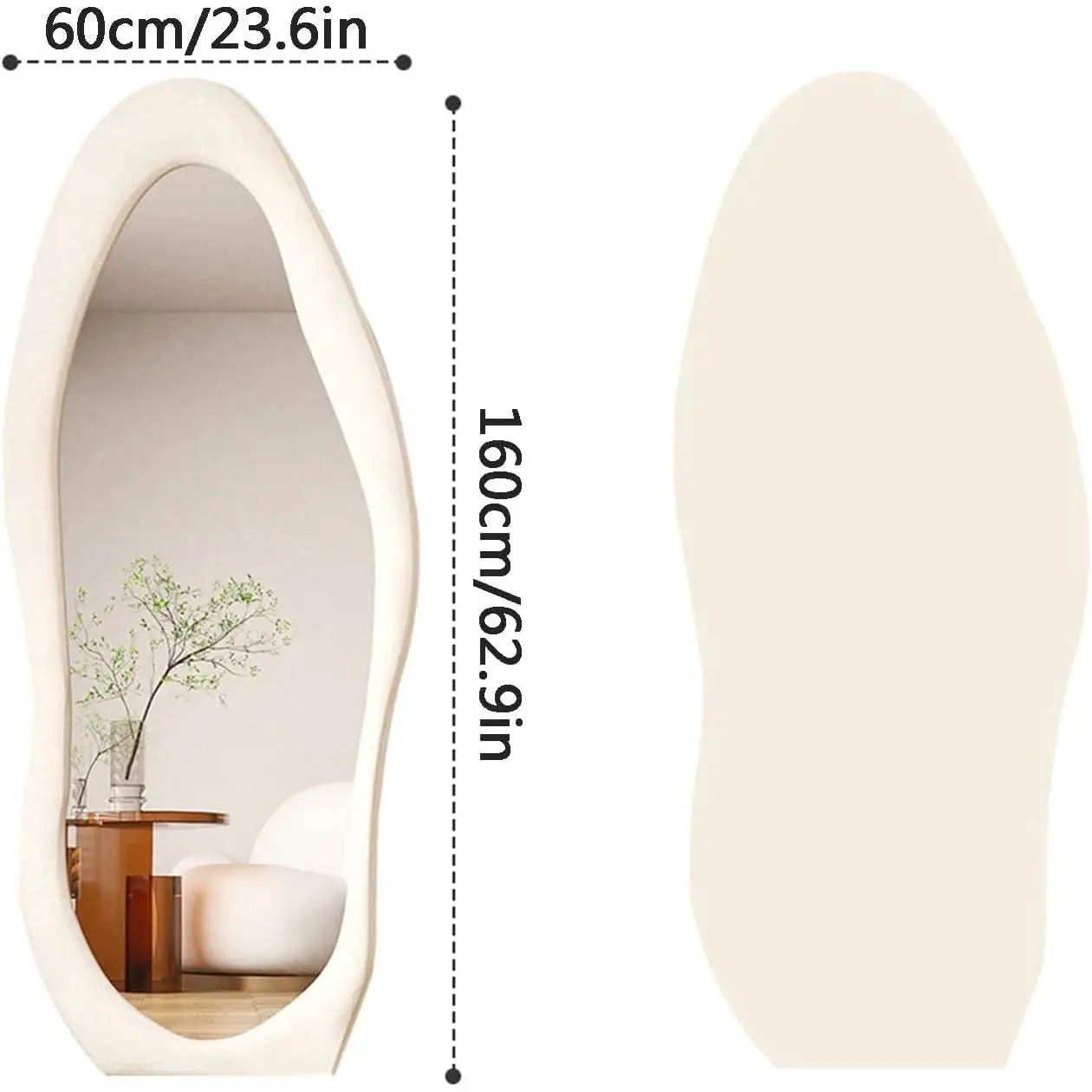 Blue Irregular Wavy Full Length Floor Mirror 63x24 Inch from PriceLows™