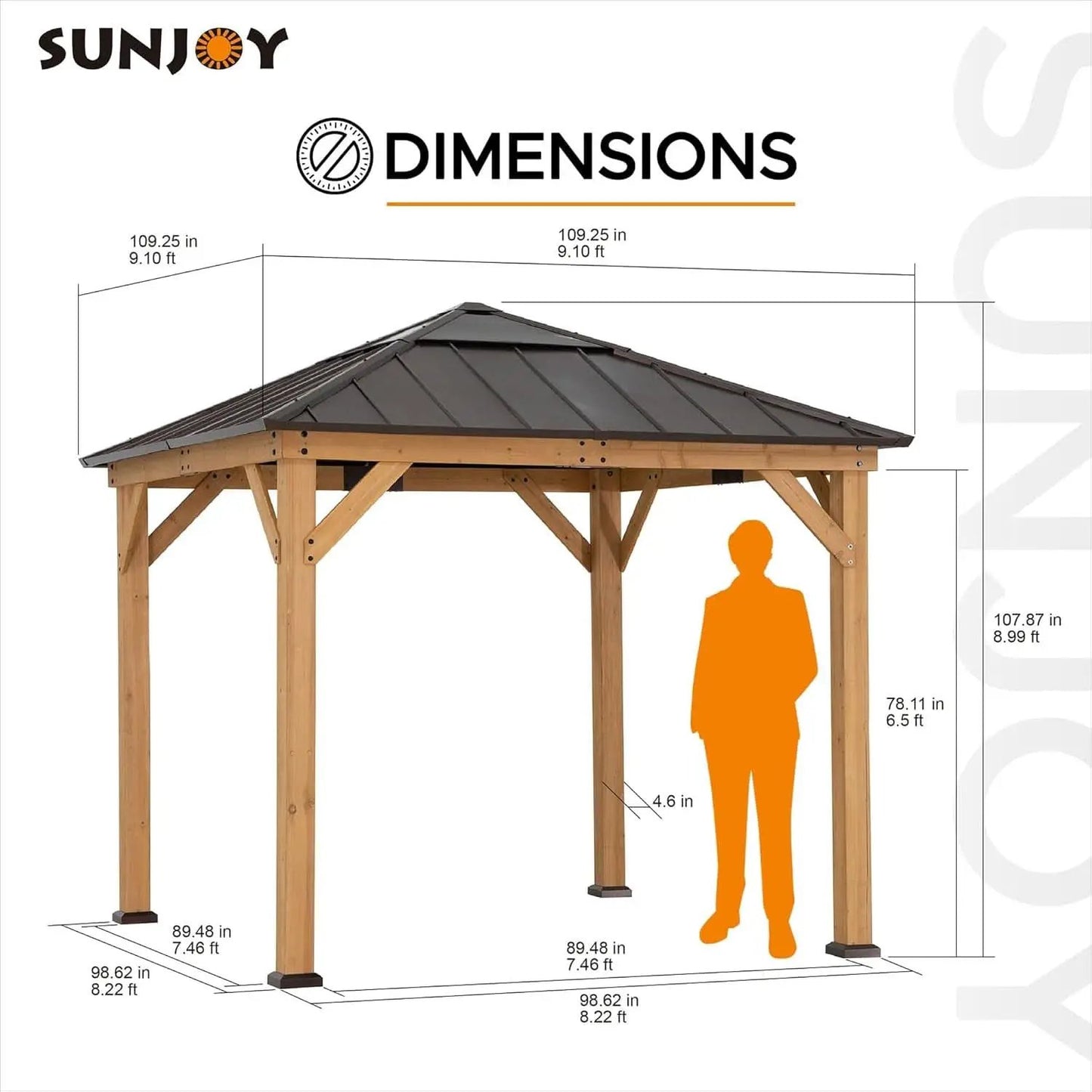 9x9 Cedar Framed Hardtop Gazebo Outdoor Patio Garden Shade from PriceLows™