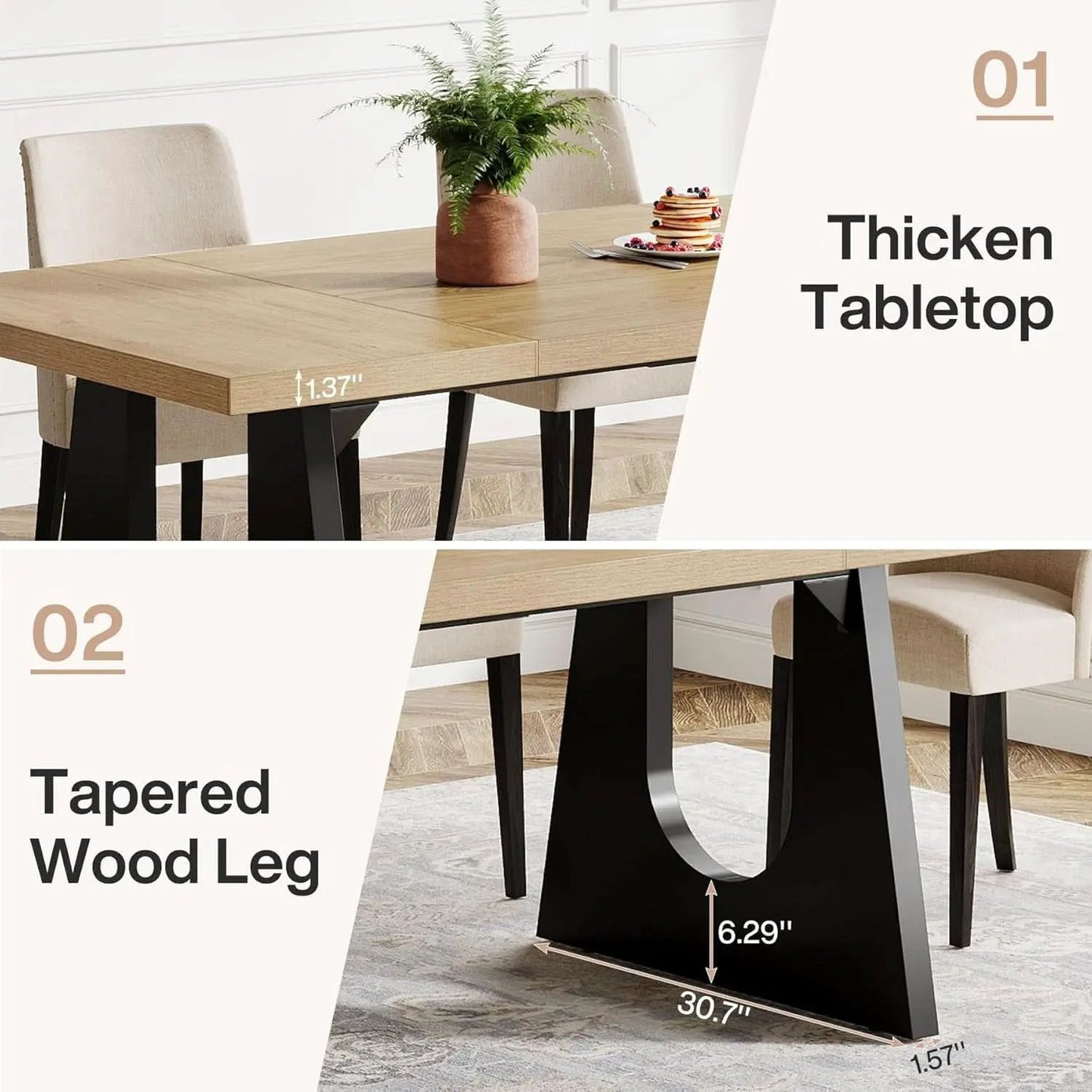 Oak And Black Rustic Dining Table 70.9 Inch For 6 To 8 People from PriceLows™