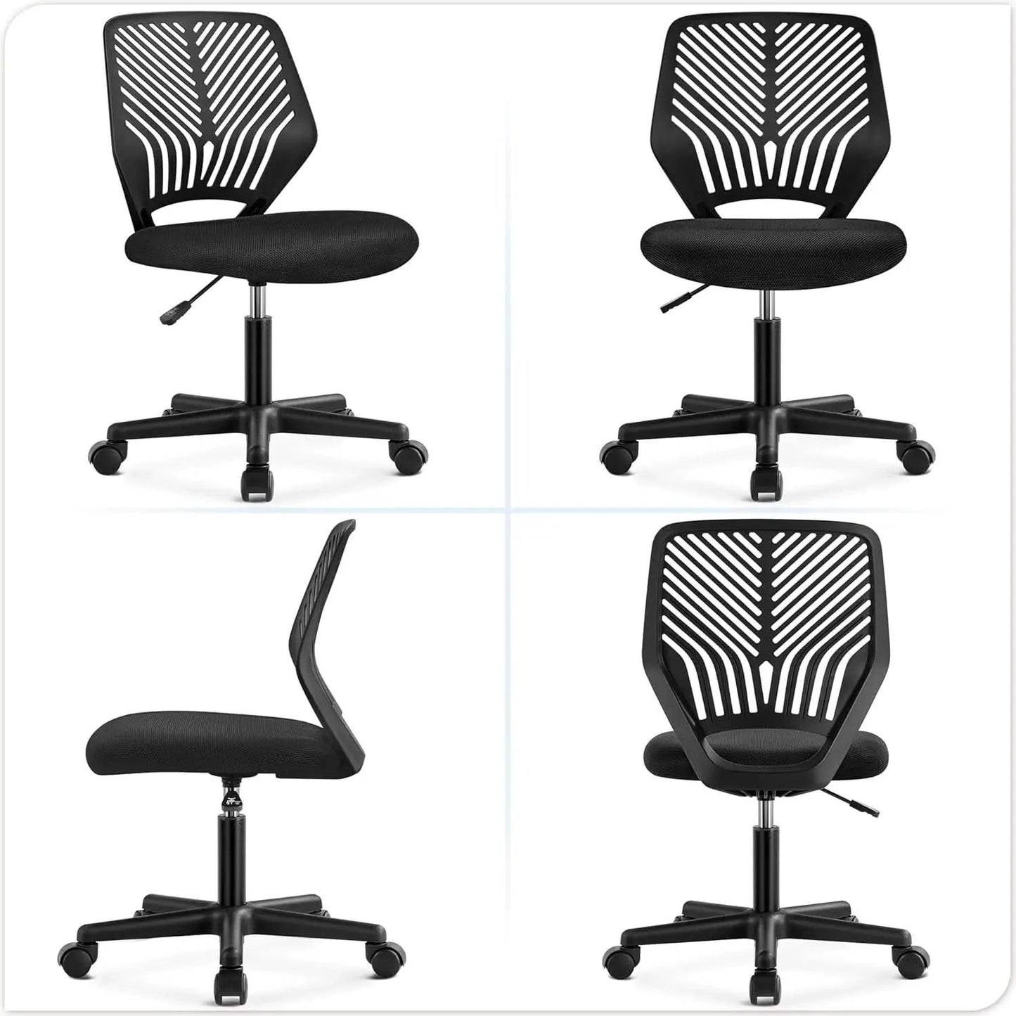 Low Back Armless Desk Chair With Lumbar Support Black from PriceLows™