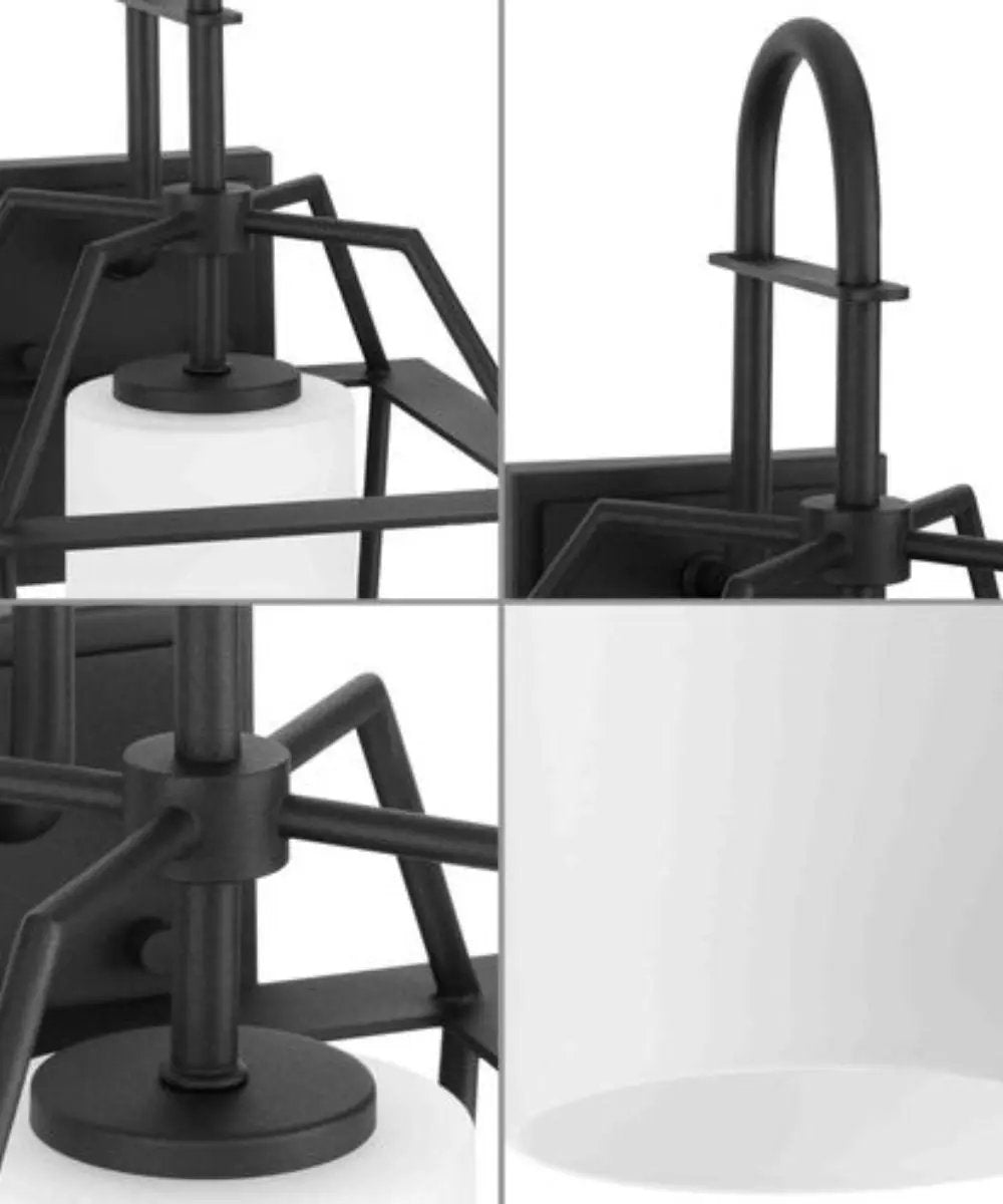 Outdoor Wall Lantern | Etched Opal Glass | Textured Black Finish | 18 Inch