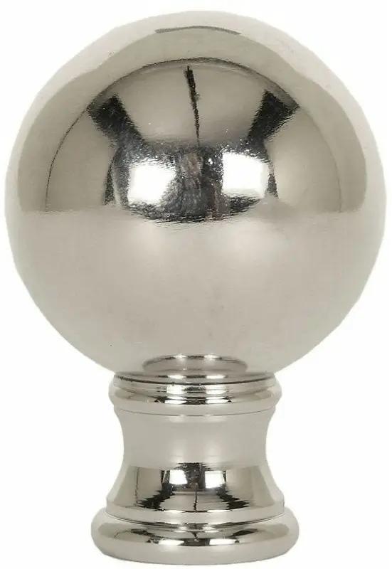Sphere Lamp Finial | Polished Nickel | 1.75 Inch Height | 1 4 27 Thread