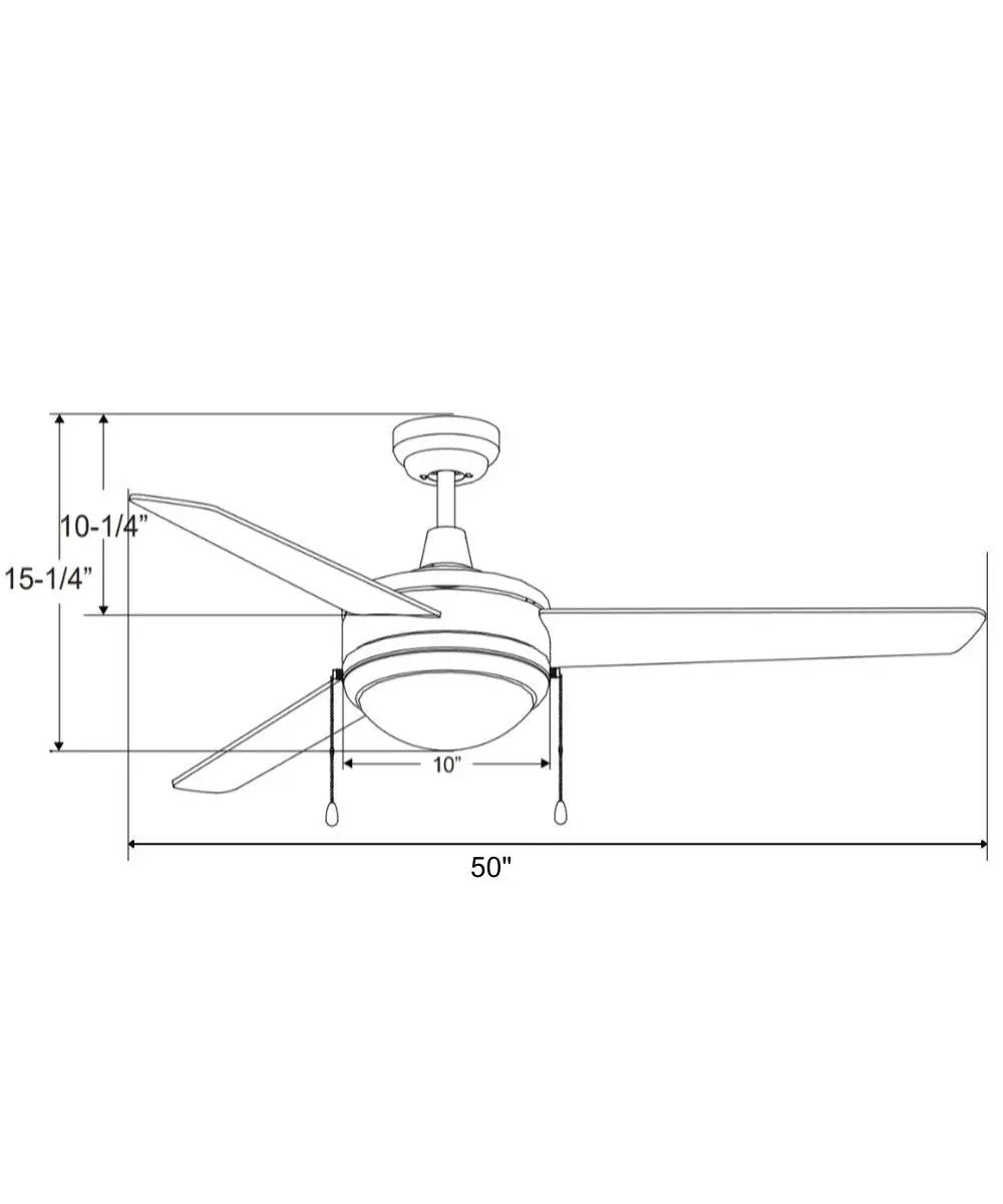 Ceiling Fan | 50 Inch | 3-Blade | Oil Rubbed Bronze LED Light