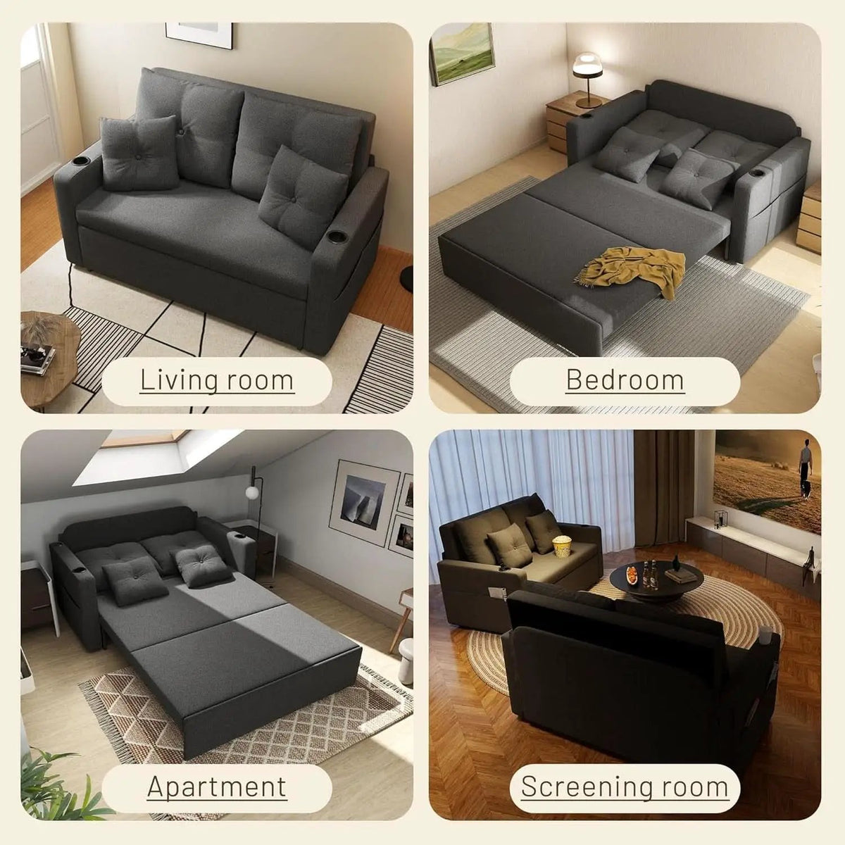3 In 1 Convertible Sofa Bed With Cup Holders from PriceLows™