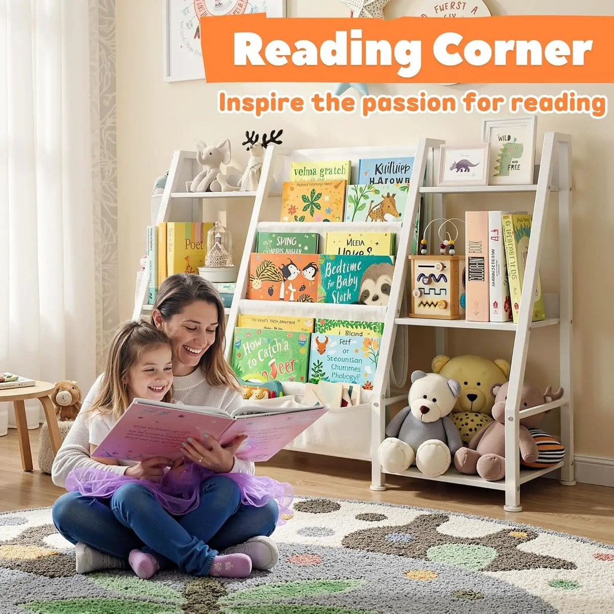 3 Tier Kids Bookshelf Toy Organizer In White Wood And Metal from PriceLows™