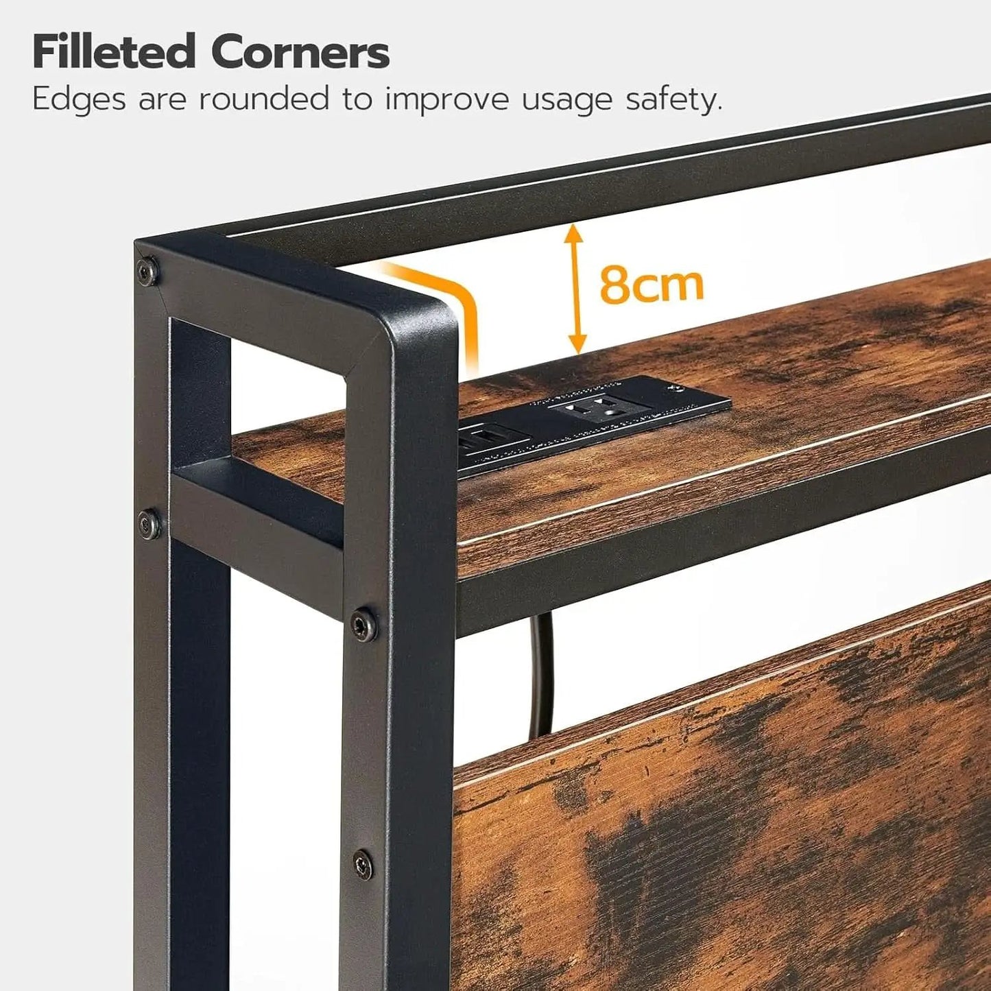 King Size Headboard with USB Ports and Storage Rack from PriceLows™