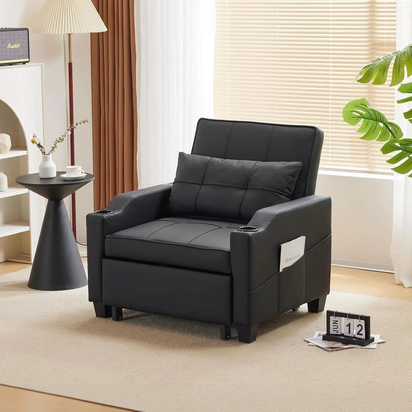 Black Multifunctional Sleeper Chair Sofa Bed Usb Ports from PriceLows™