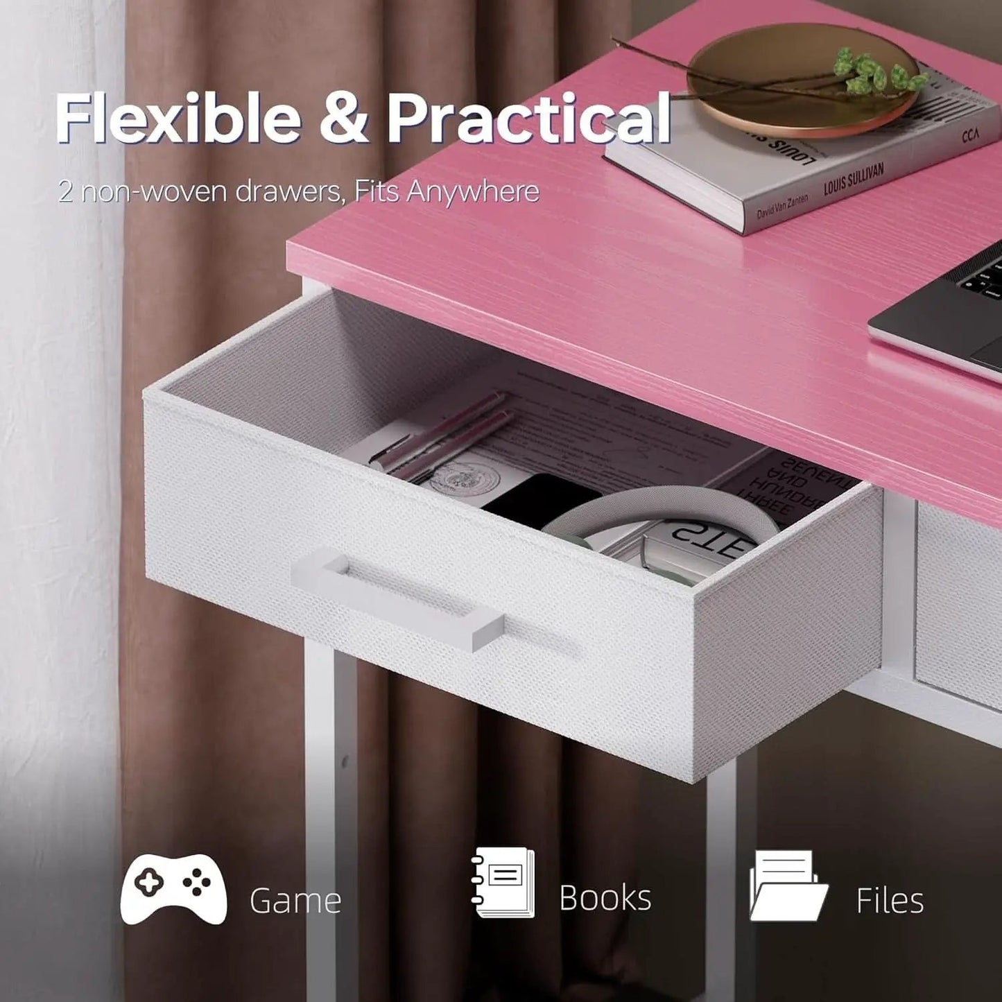 32 Inch Computer Desk With 2 Drawers For Small Spaces from PriceLows™