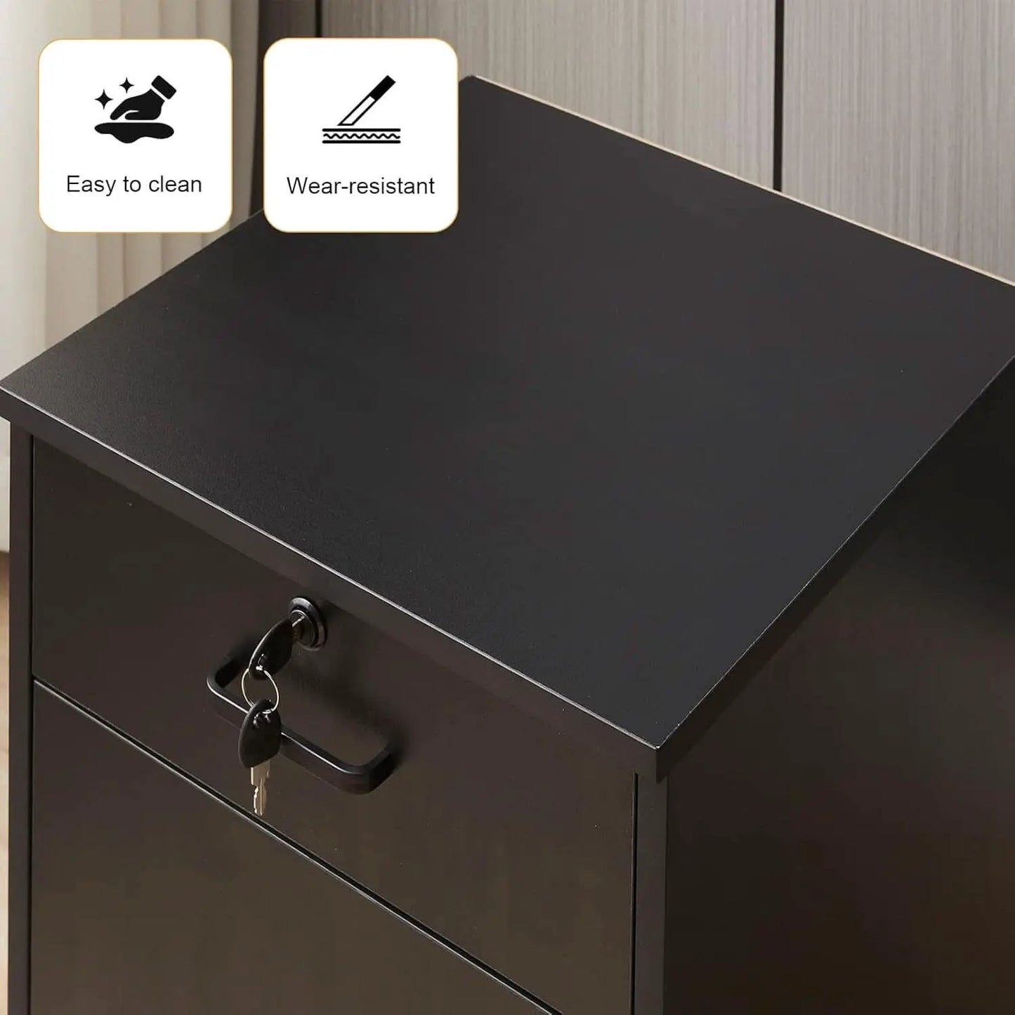 Mobile File Cabinet With Lockable Drawer And Four Wheels Black from PriceLows™