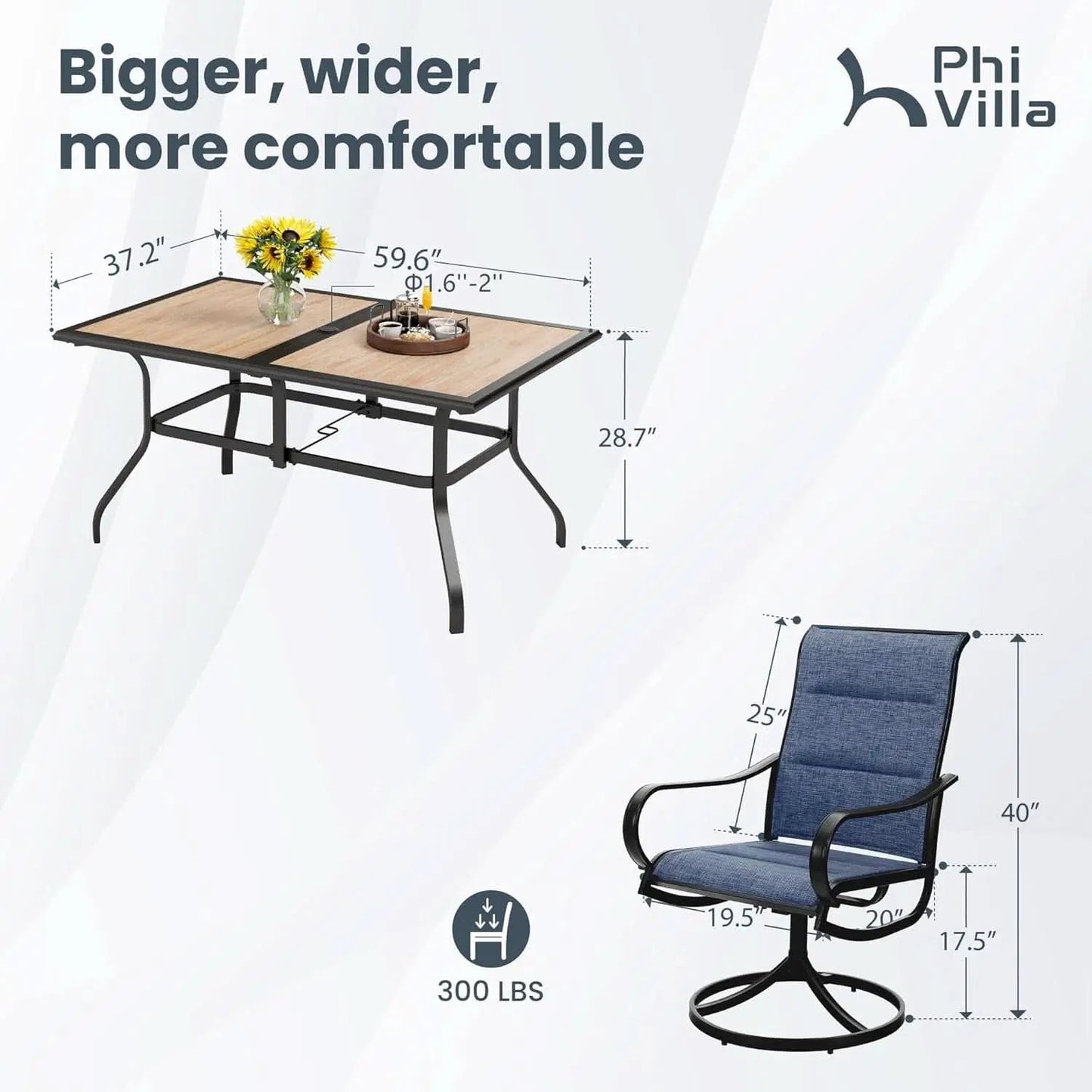 7 Piece Patio Dining Set With 6 Swivel Chairs Blue from PriceLows™