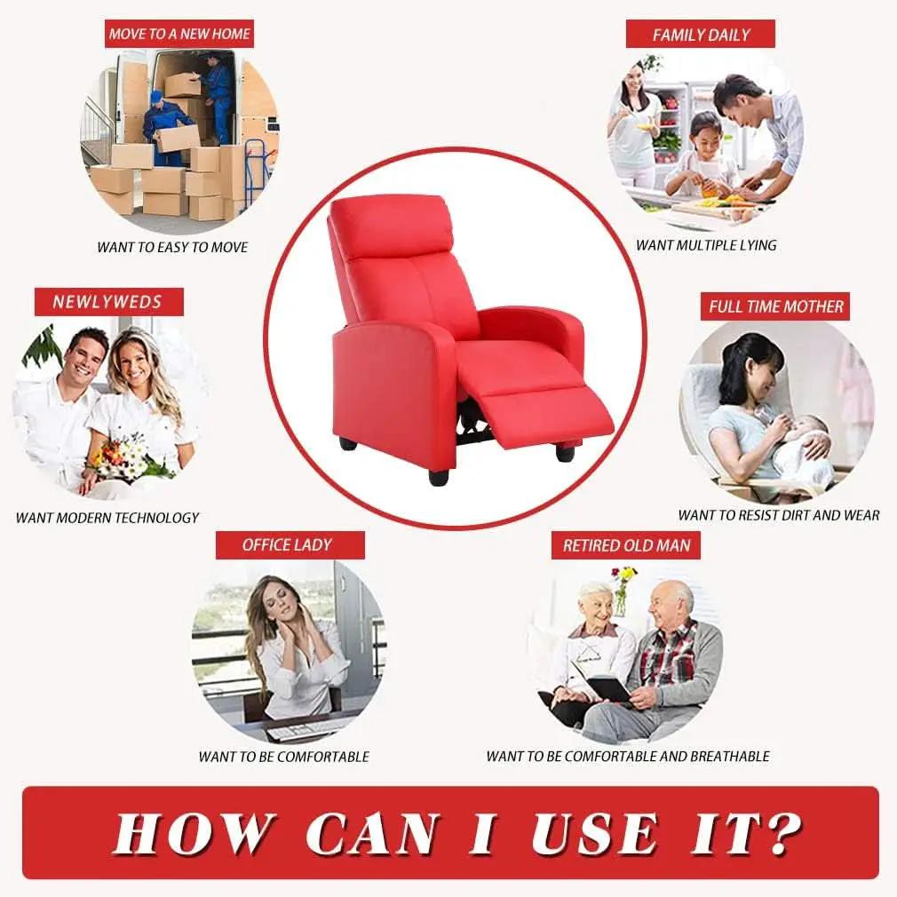 PU Leather Recliner Chair For Living Room With Padded Seat from PriceLows™