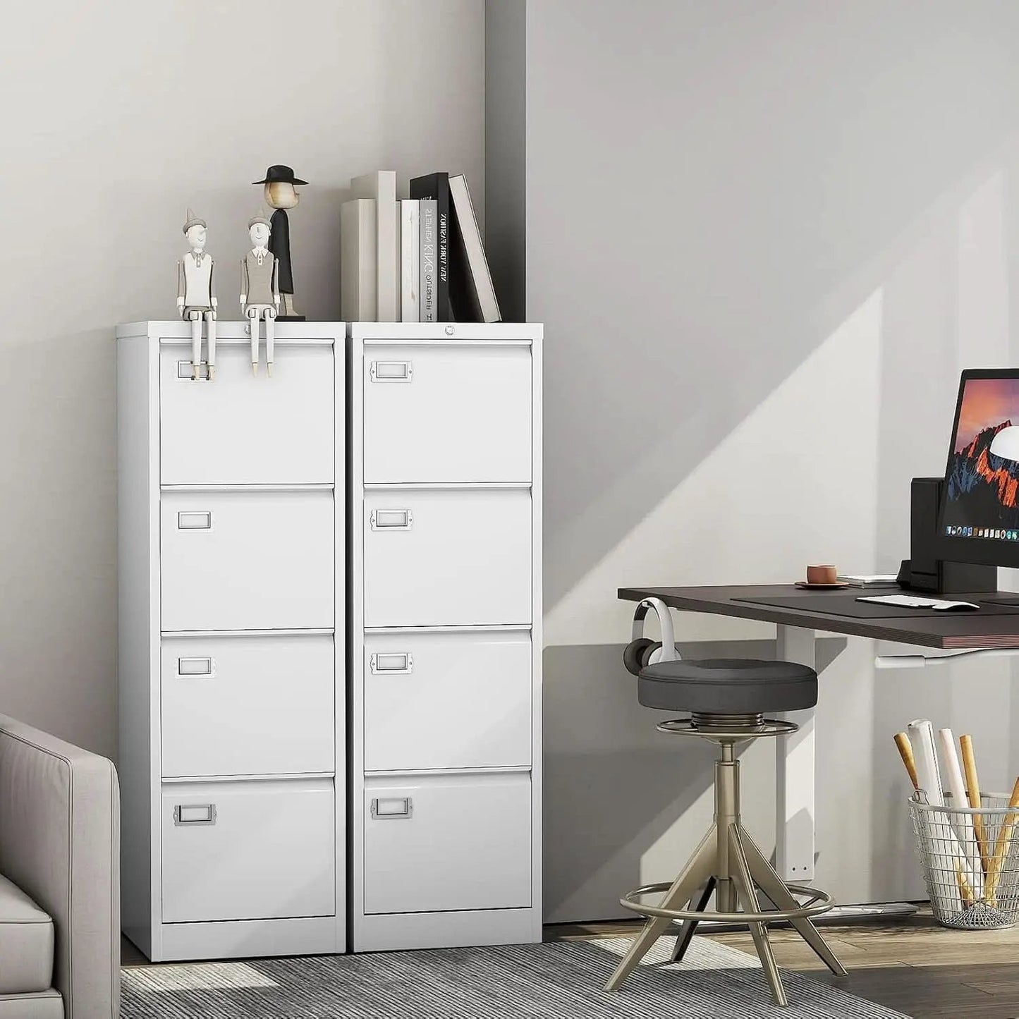 White 4 Drawer File Cabinet With Lock 16 Inch Deep from PriceLows™