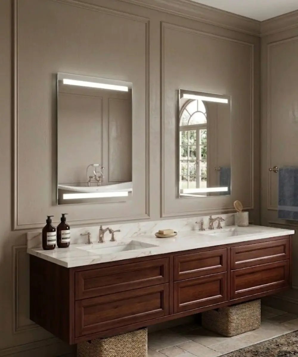 Bathroom Vanity Mirror | 4 Light LED Backlit | Bluetooth Soundbar | 36X26