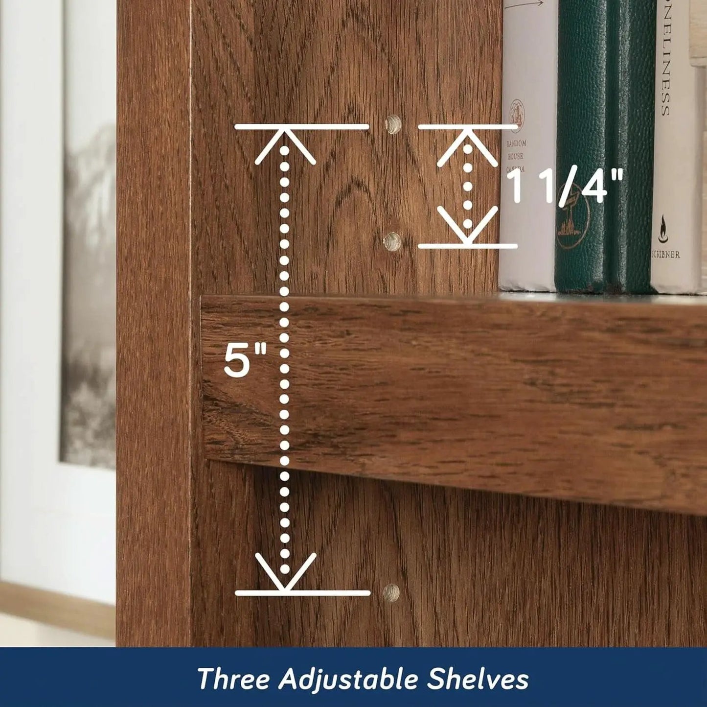 Five Shelf Bookcase In Oiled Oak Finish 35.28 Length 13.23 Width 69.76 Inches from PriceLows™