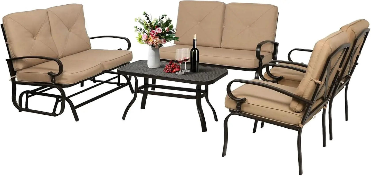 Five Piece Outdoor Metal Patio Furniture Conversation Set from PriceLows™