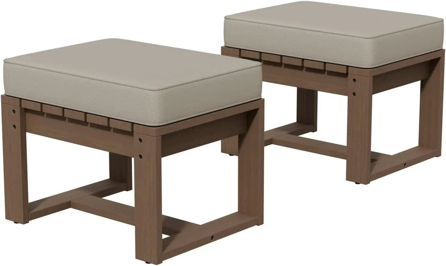 Natural Cedar Outdoor Patio Ottomans Removable Cushions from PriceLows™