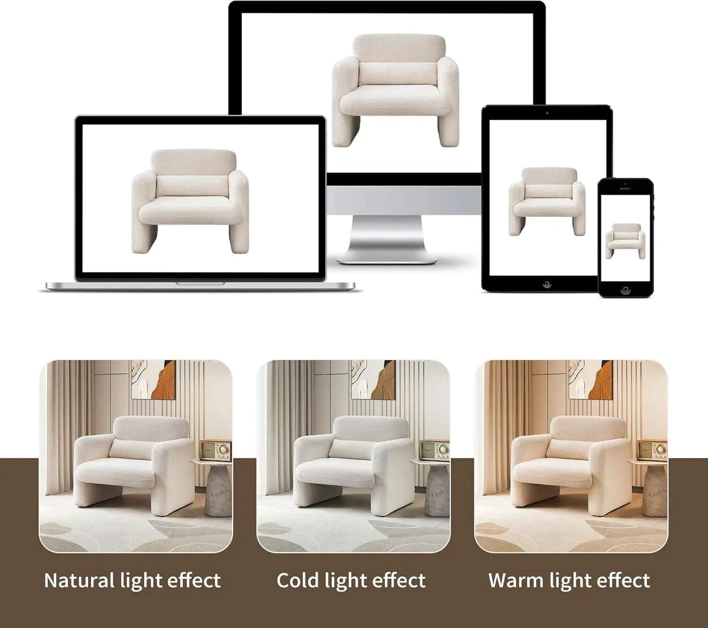 33Inch Sherpa Upholstered Accent Chair With Armrests from PriceLows™
