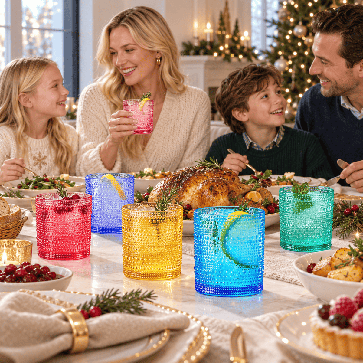 Madrid Acrylic Lowball Hobnail Glassware | 10 oz | Set of 6 | Acrylic
